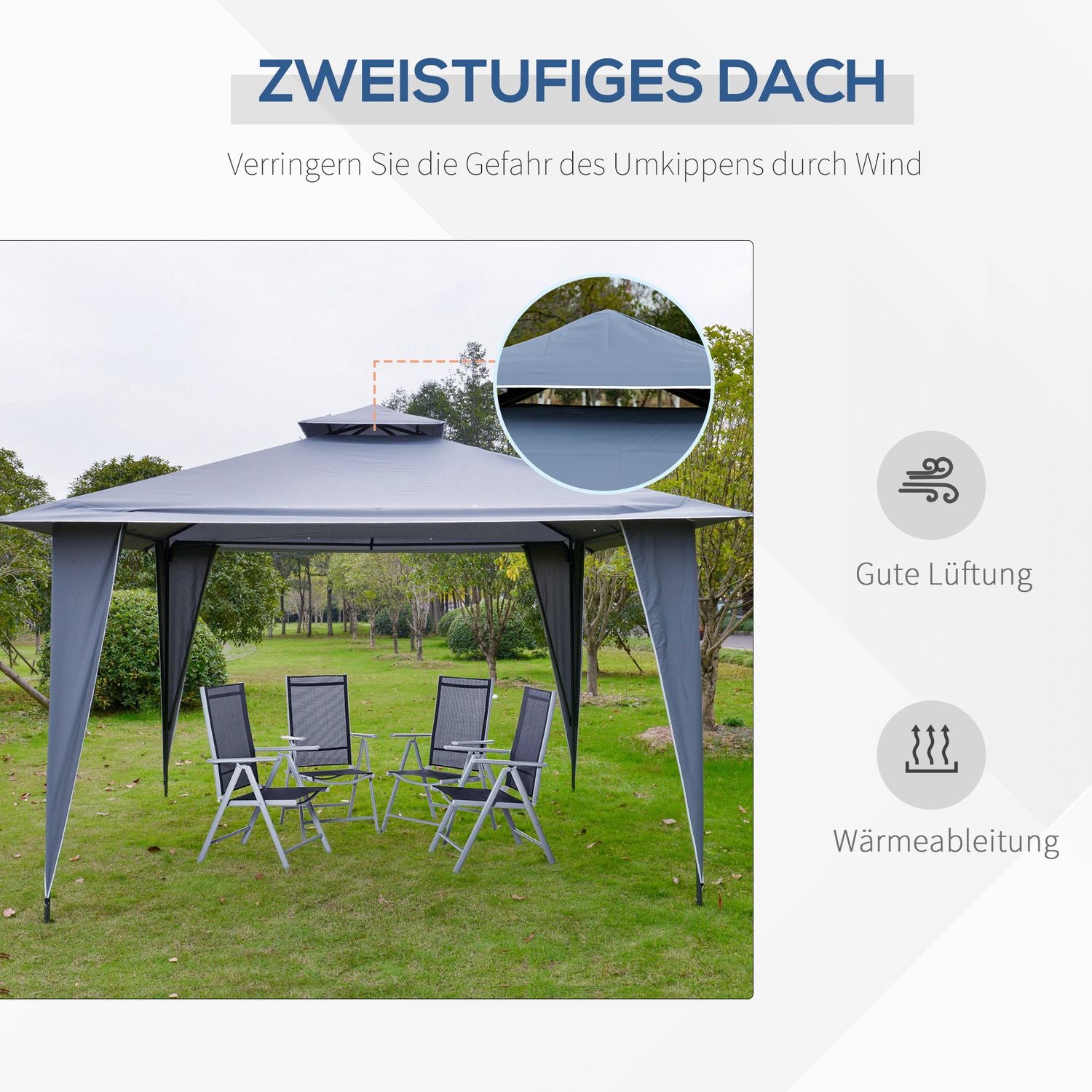 Grijs metalen partytent 3,45x3,45x2,68M polyester