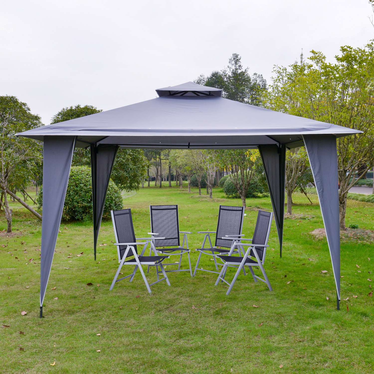 Grijs metalen partytent 3,45x3,45x2,68M polyester