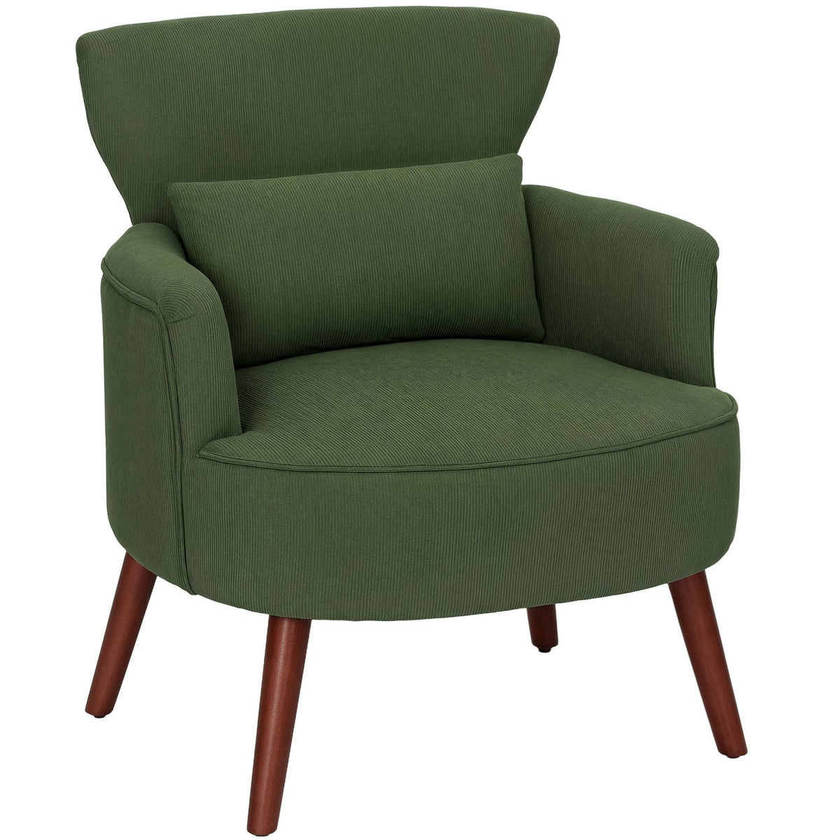 Groene corduroy Wingback-fauteuil – schuim met hoge dichtheid, 18 cm vulling