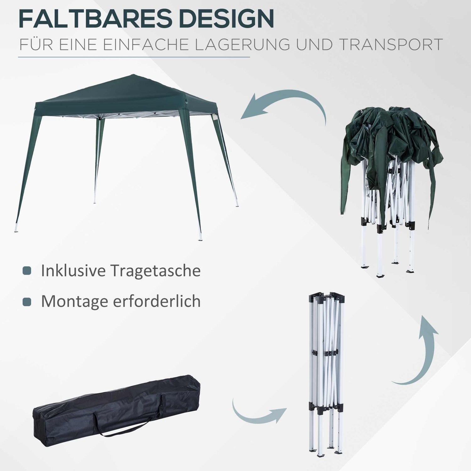 Groen opvouwbaar partytentpaviljoen met draagtas 2,4x2,4M