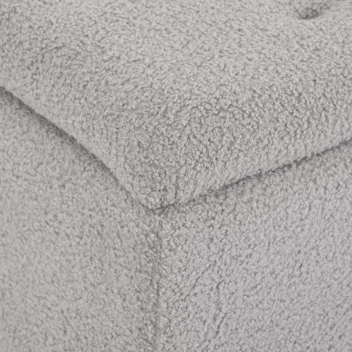 Grijze gestoffeerde opbergbank met scharnierend deksel, 95 x 38 x 45 cm