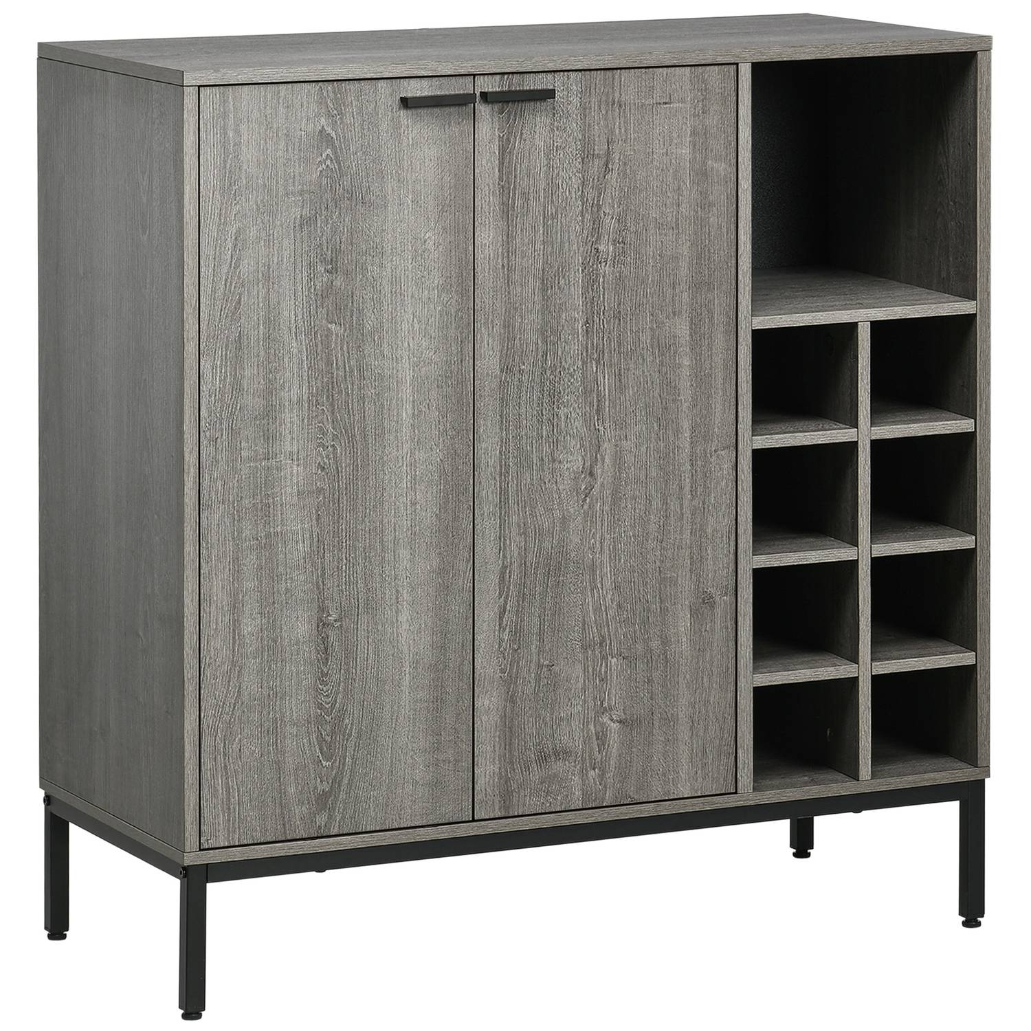 Grijs dressoir met wijnrek, verstelbare planken