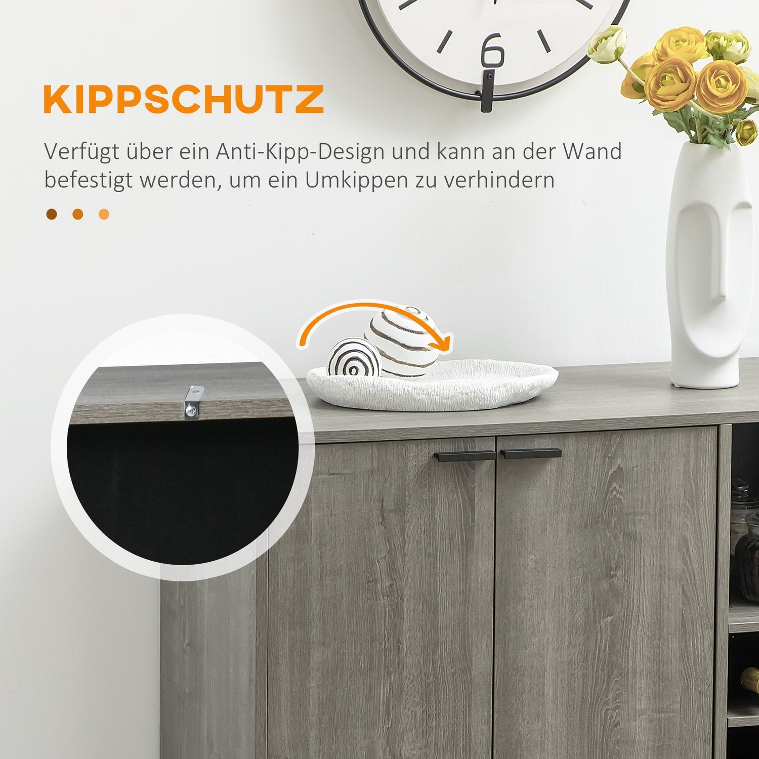 Grijs dressoir met wijnrek, verstelbare planken