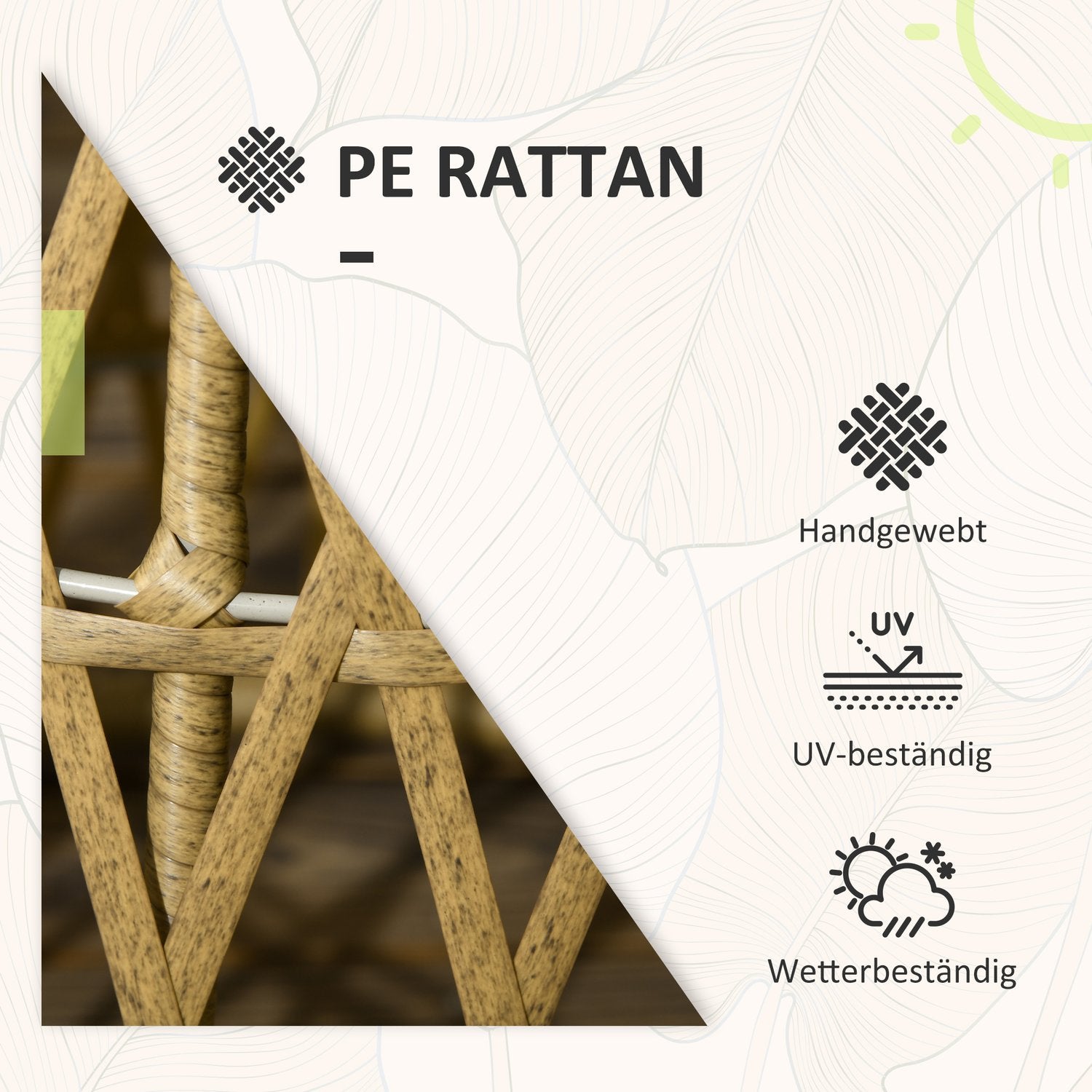 Gele 3-delige bistrotuinset met kussens