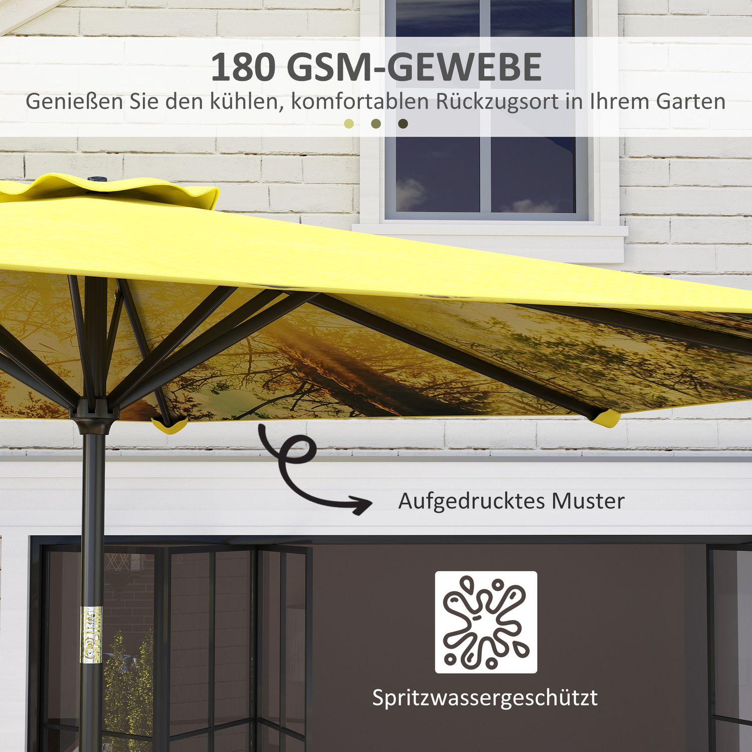 Gele achthoekige parasol van 300 cm - windbestendige zonwering