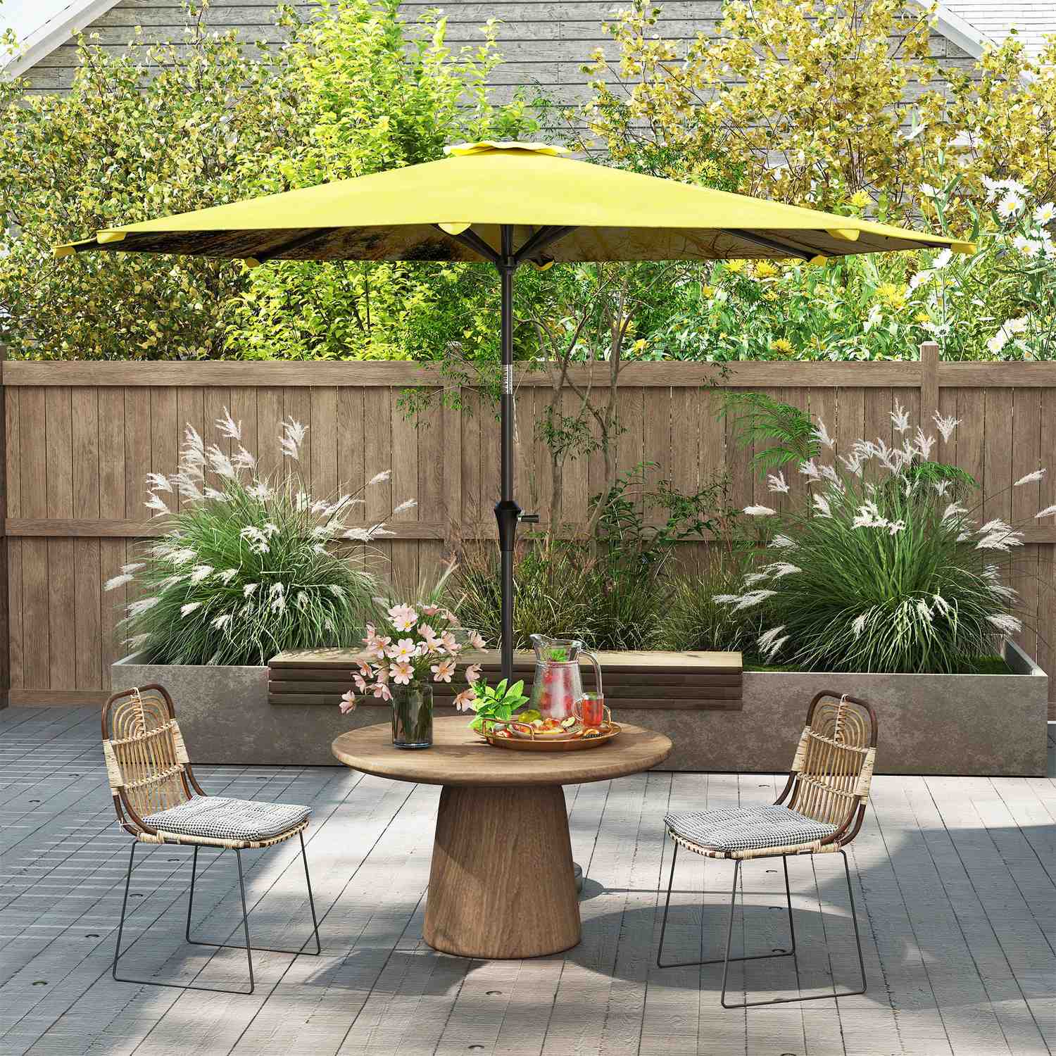 Gele achthoekige parasol van 300 cm - windbestendige zonwering