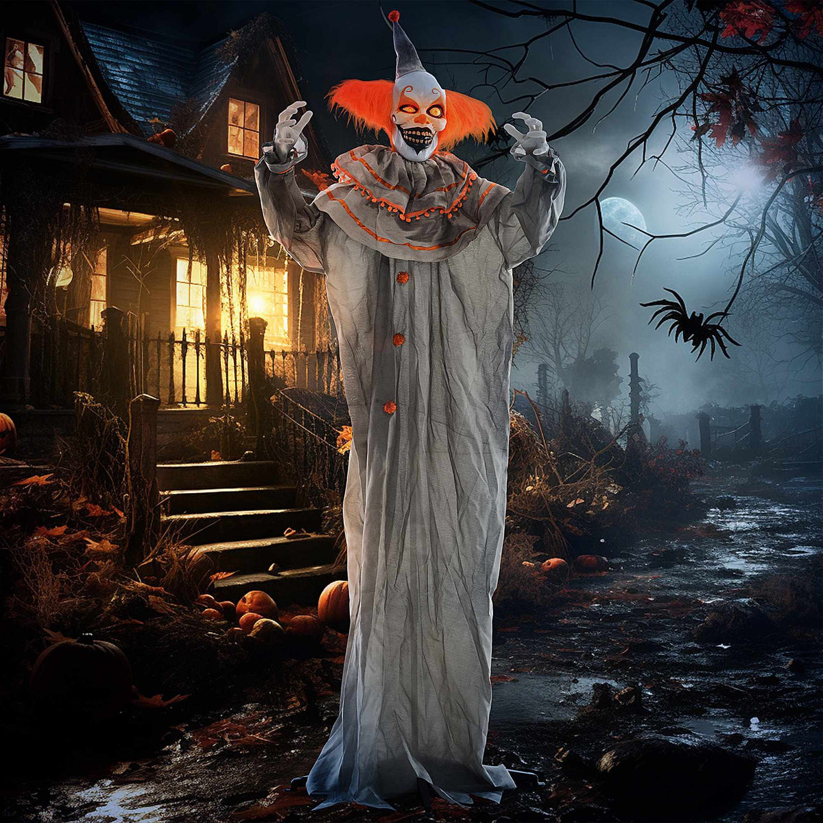 Halloween-clowndecoratie, geactiveerd door aanraking, lichtgevende ogen