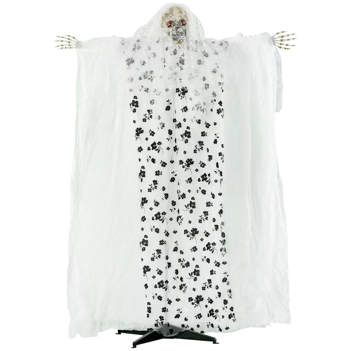 Halloween hangende spookbruidskelet, 175 cm, gloeiende ogen