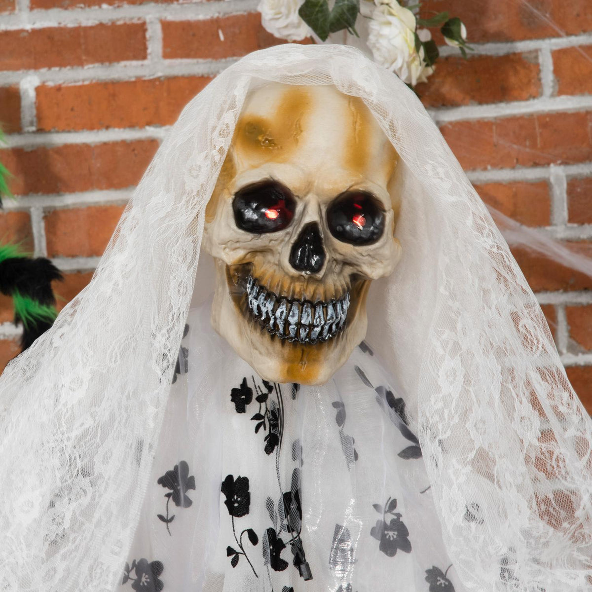 Halloween hangende spookbruidskelet, 175 cm, gloeiende ogen