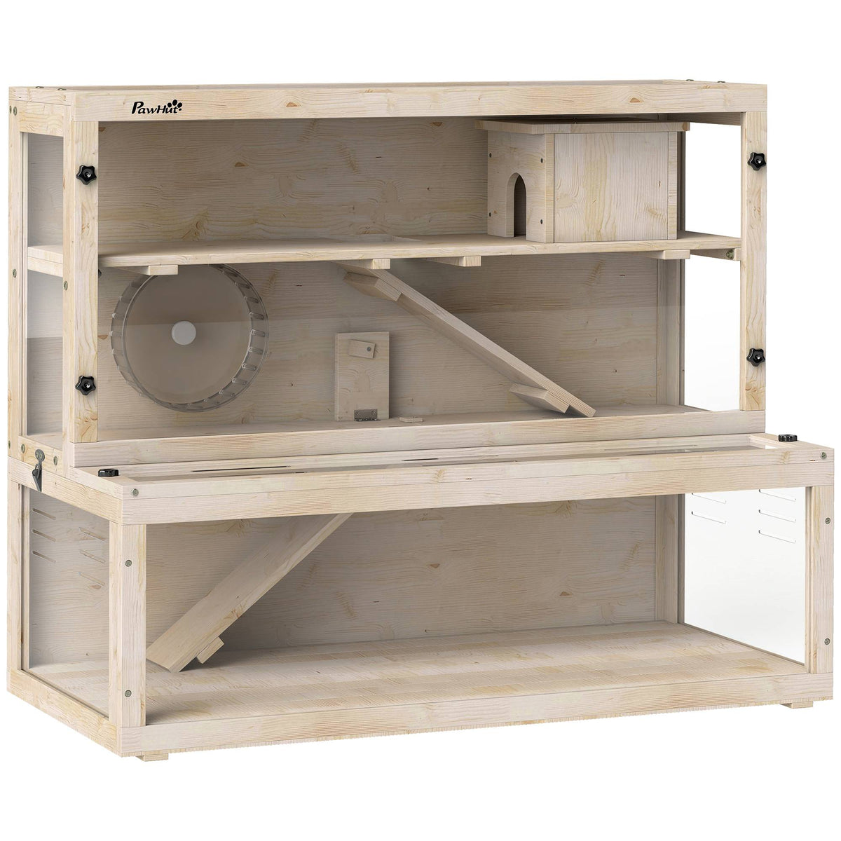 Hamsterkooi met drie niveaus, met hokje en accessoires, 100x50x84 cm
