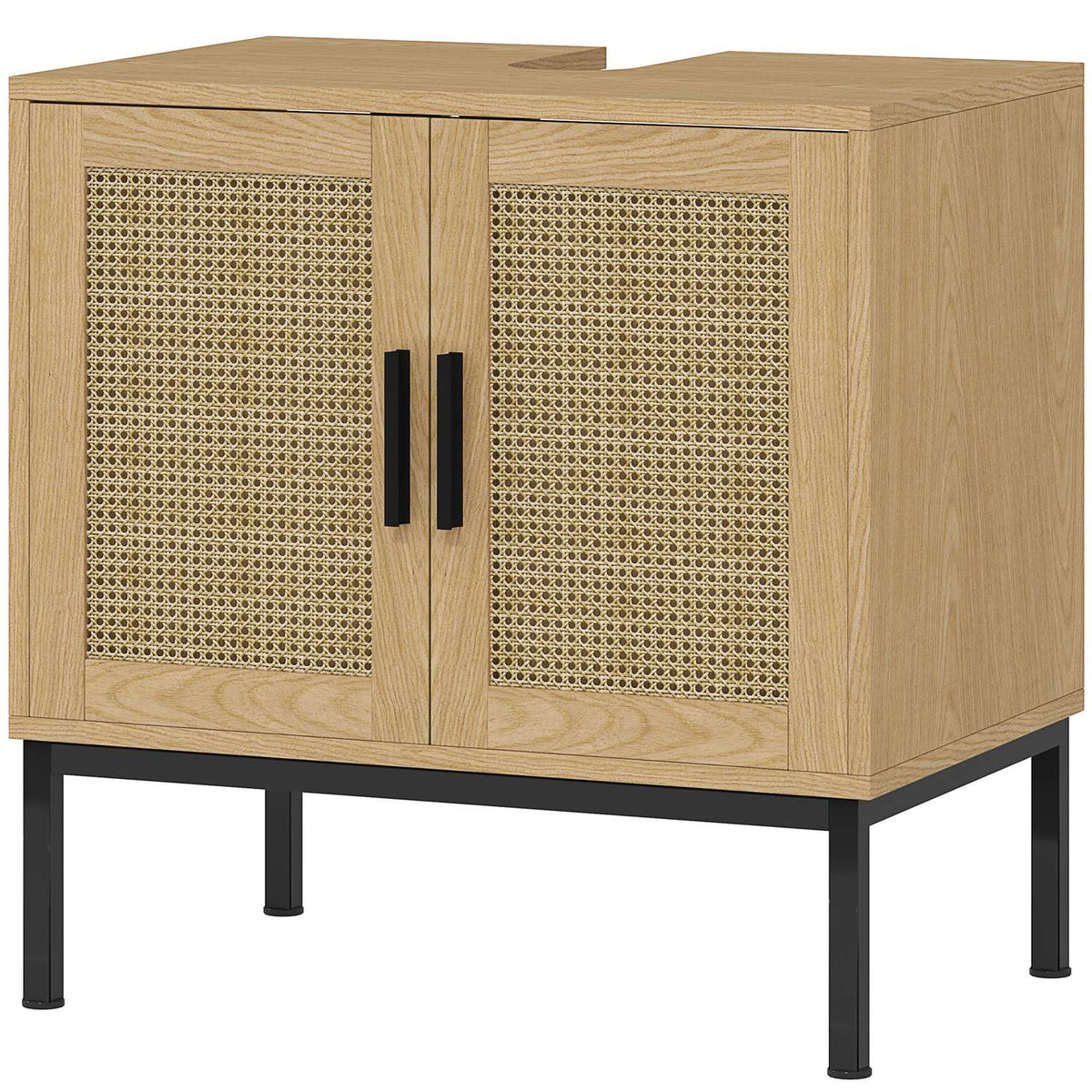 Onderkast wastafel, Rotanlook, Eiken, 60x39x60 cm