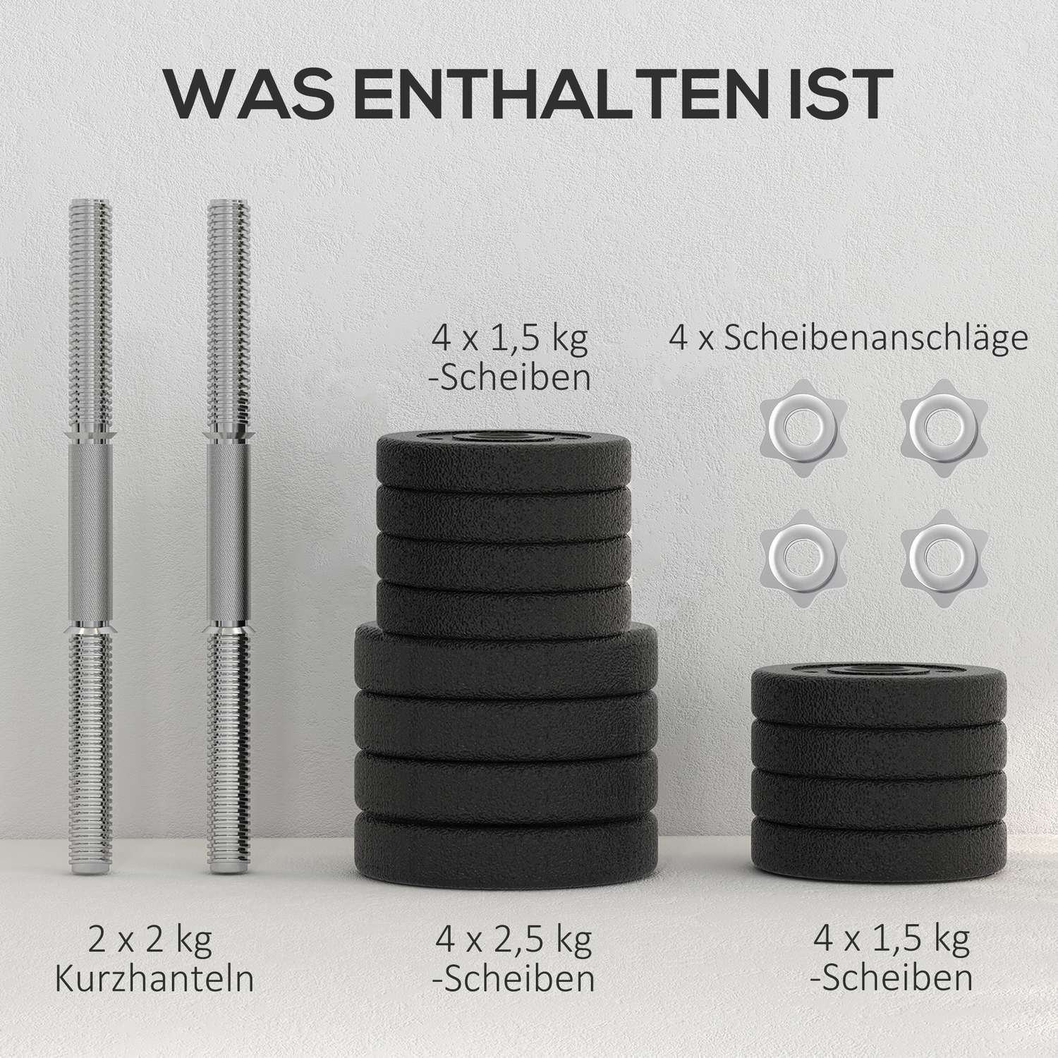 Hantelset 25KG hantelset med viktskivor för hemmakontoret gym stål konstläder svart