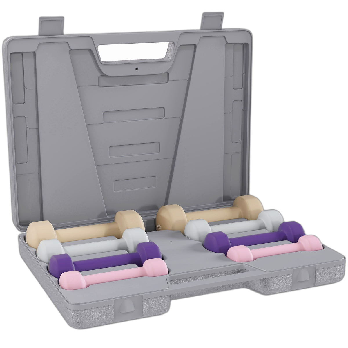 Hantelset met koffer – 4 paar: 0,5 kg tot 2 kg