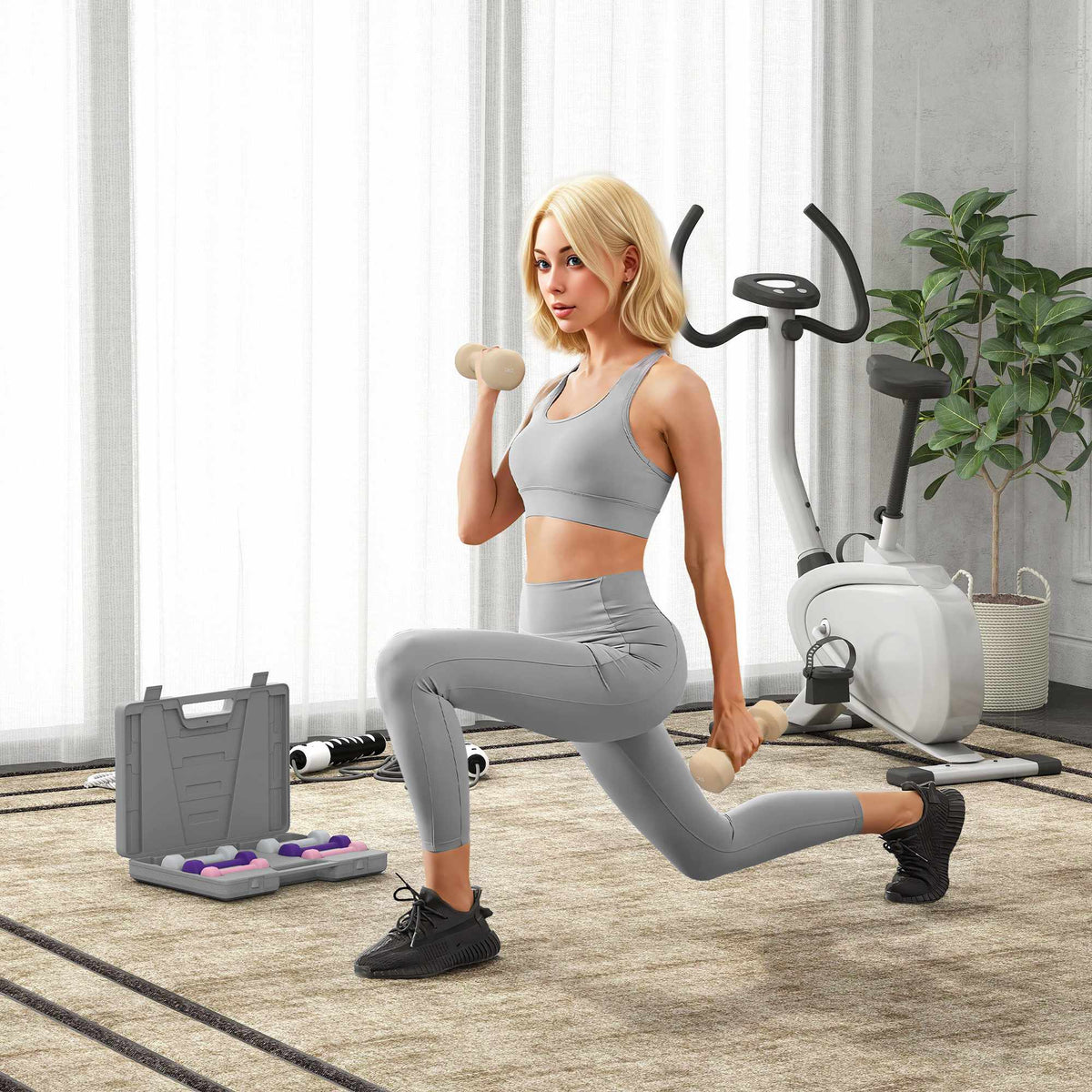 Hantelset met koffer – 4 paar: 0,5 kg tot 2 kg