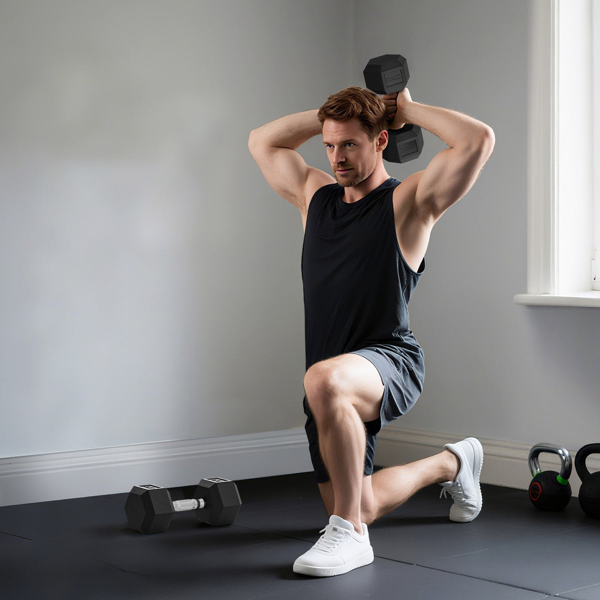 Halterset, gekartelde greep, gietijzer, 2 x 20 kg voor thuisgym