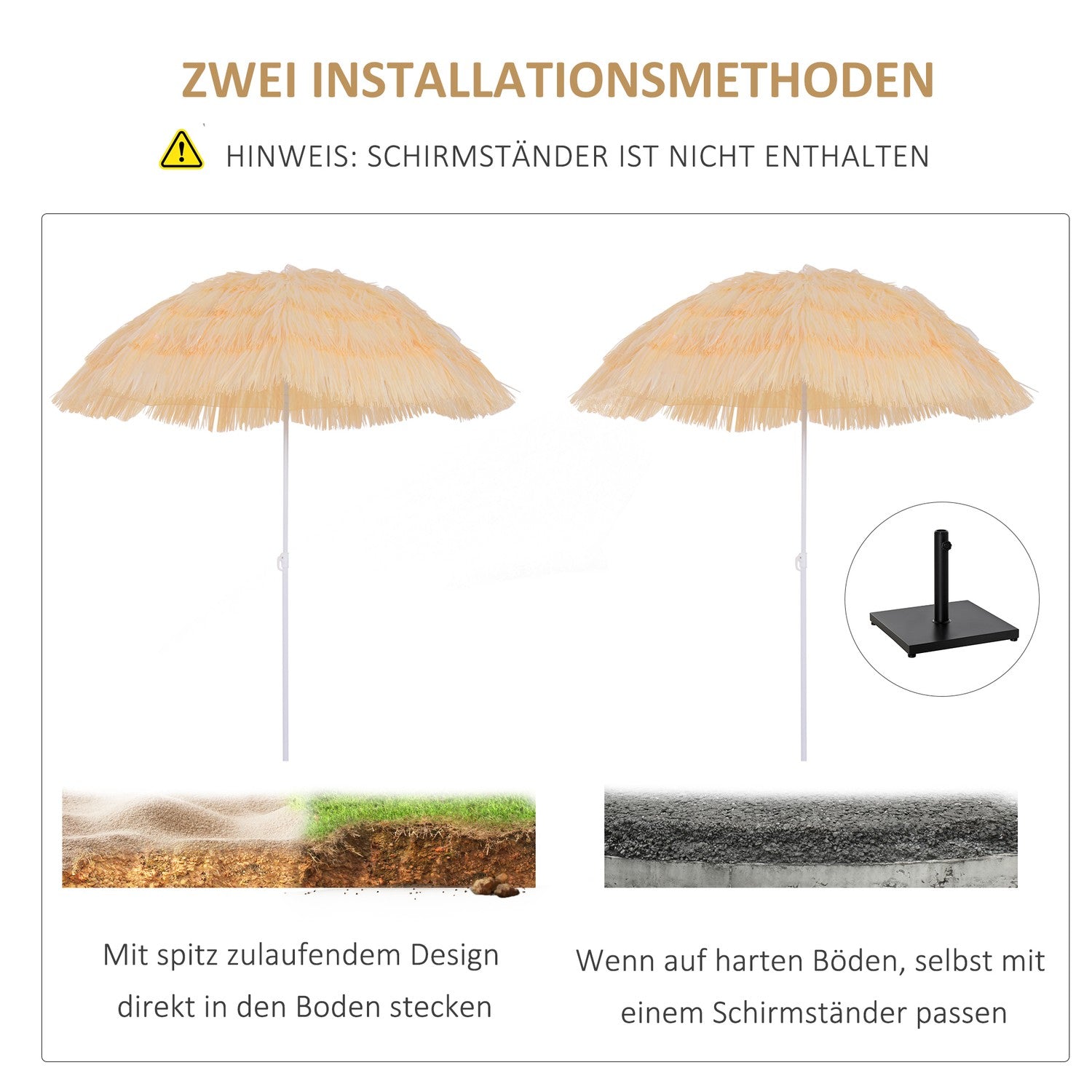 Hawaïaans strandparasol – 160 cm, beige, diverse kleuren