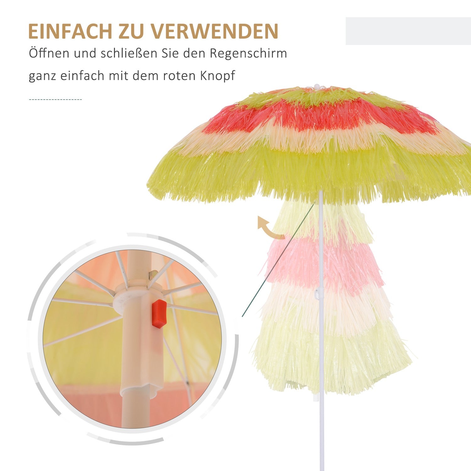 Hawaiiaanse strandparasol – Kleurrijk, 160 cm diameter
