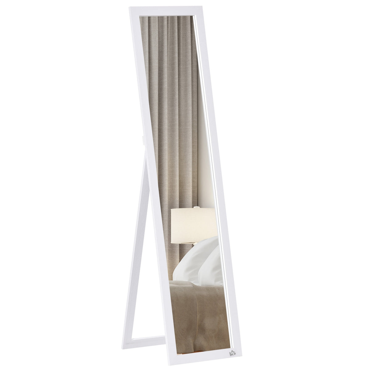 Staande spiegel 154x37cm met standaard – wit frame