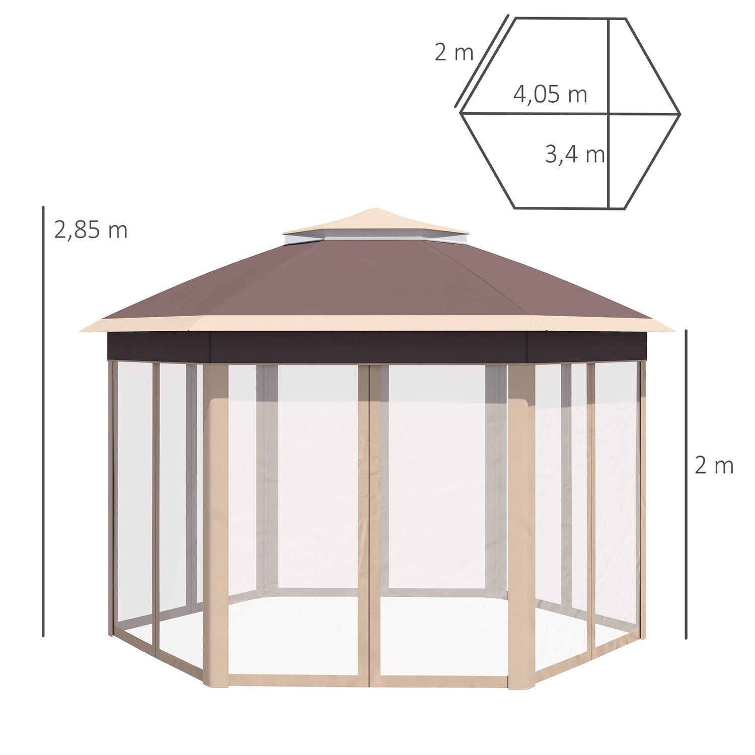 Zeshoekige Pop-Up Tuinpaviljoen 4x4M met Draagtas