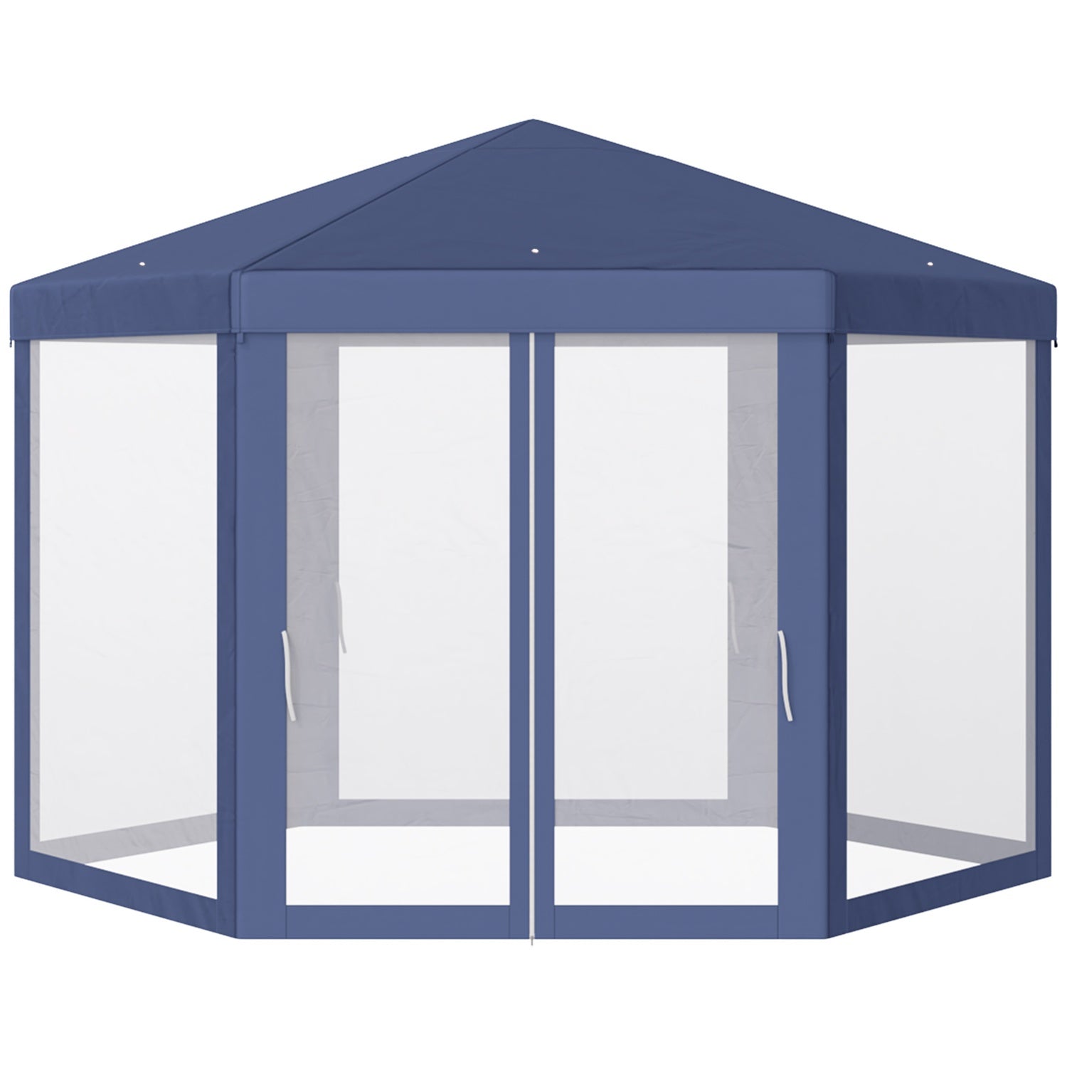 Zeshoekig tuinpaviljoen met klamboe – blauw, 195x250x250 cm