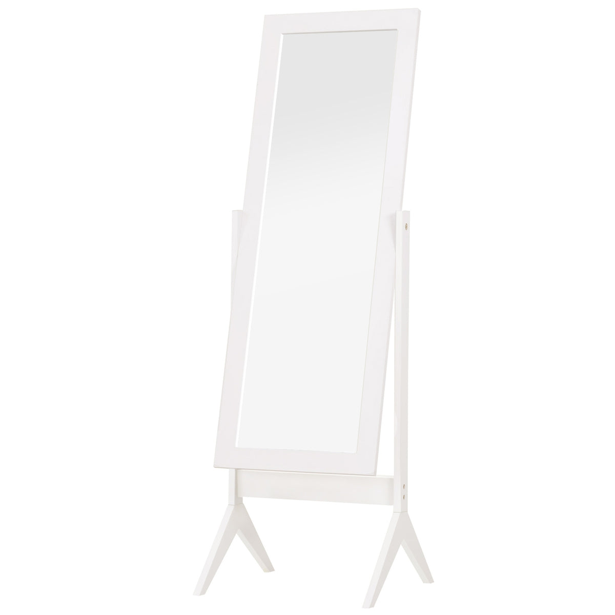 Hoge passpiegel met standaard, MDF, wit, 47x46x148cm
