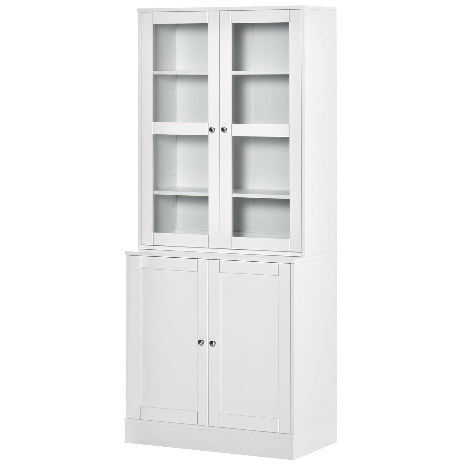 Libreria alta bianca, anta in vetro, 6 scomparti