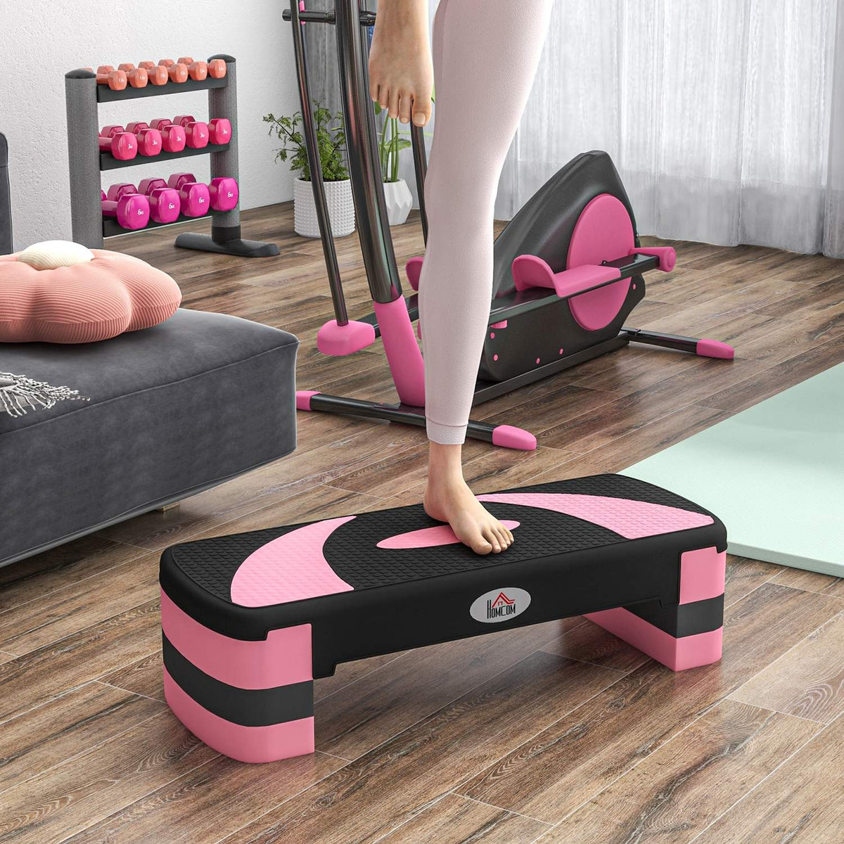 In hoogte verstelbare aerobicstep, 3 niveaus, 150 kg draagvermogen
