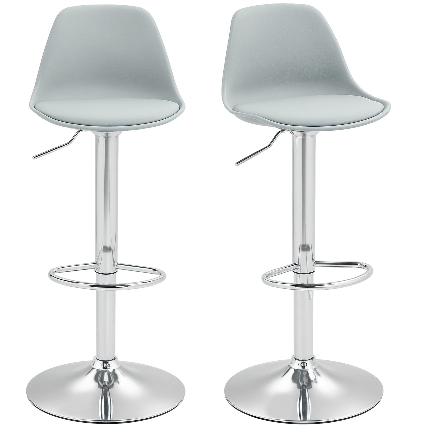 Tabourets de bar gris réglables en hauteur, lot de 2, similicuir