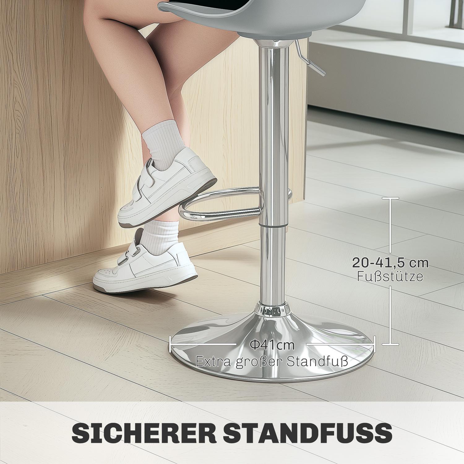 Tabourets de bar gris réglables en hauteur, lot de 2, similicuir