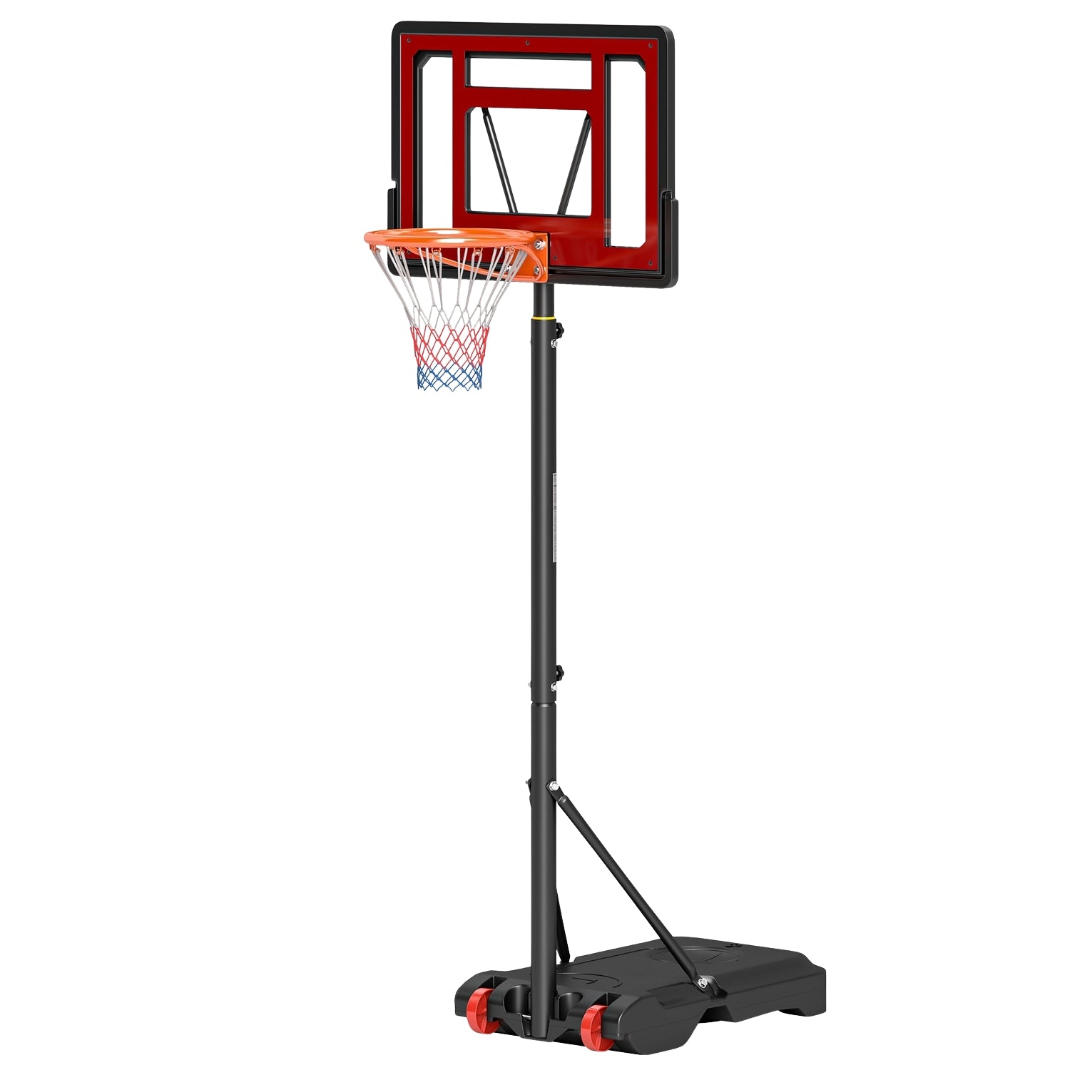 In hoogte verstelbare basketbalring met wielen voor tieners