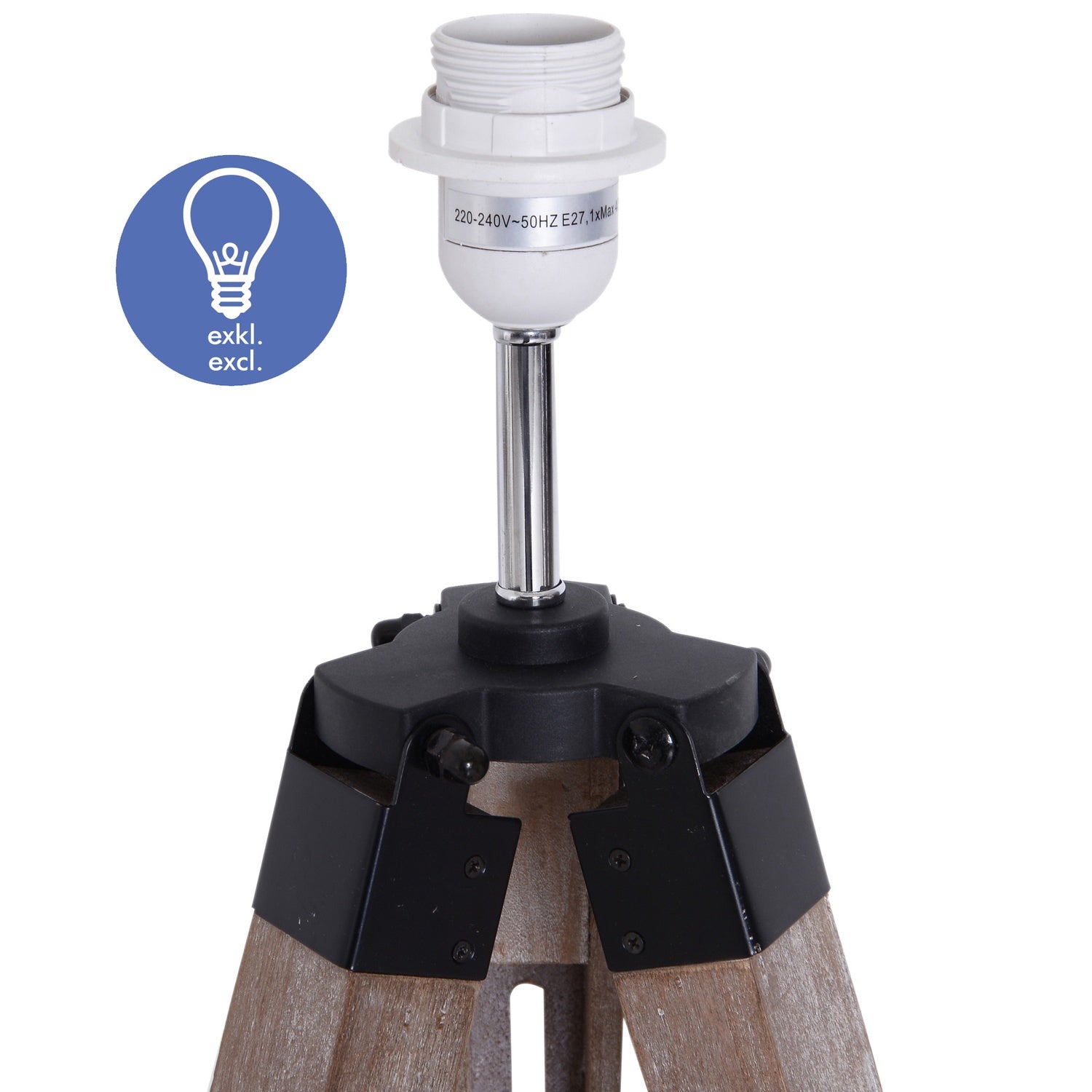 In hoogte verstelbare driepoots vloerlamp, hout & linnen, Scandinavisch design