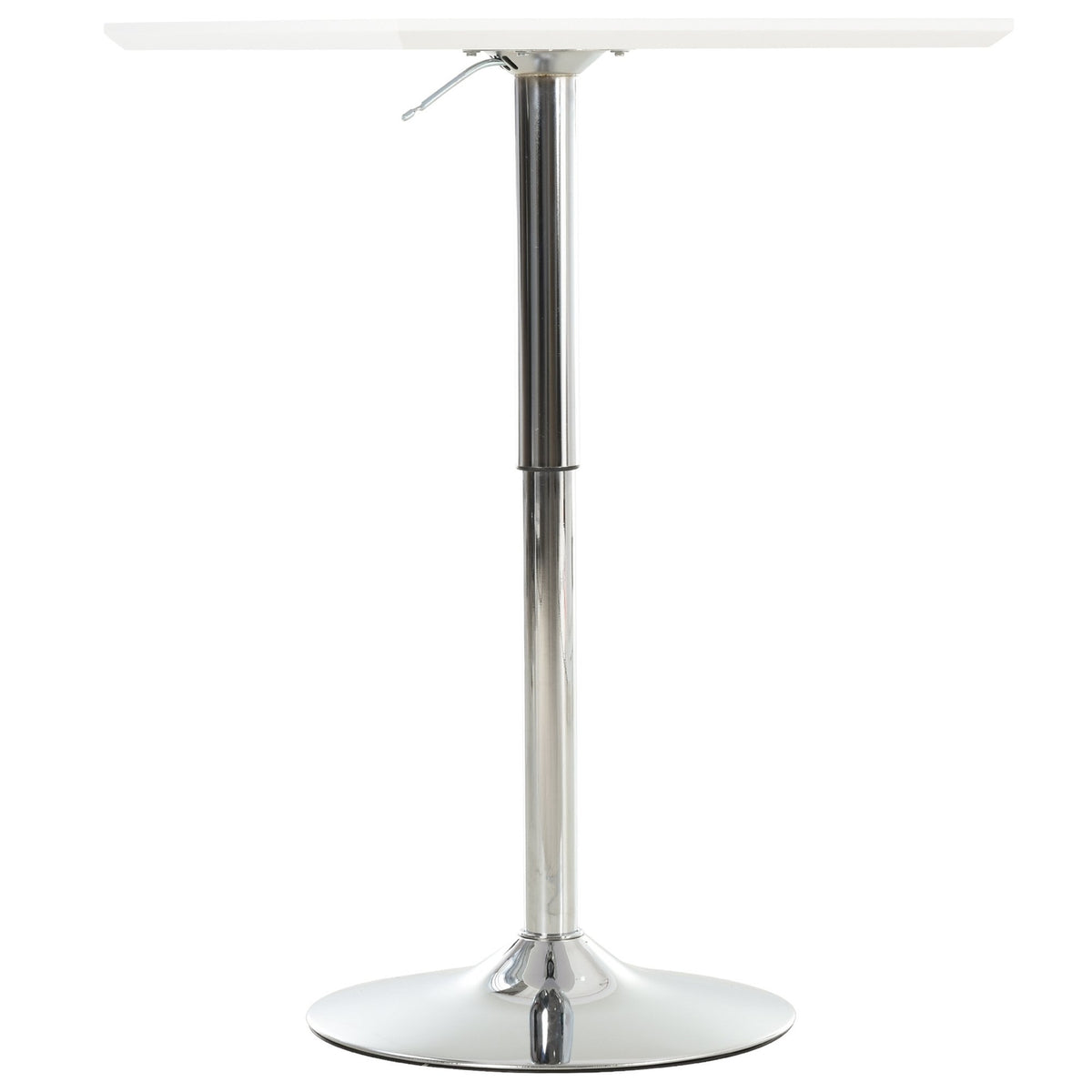 In hoogte verstelbare vierkante stalen bistrotafel, 60x60 cm, wit