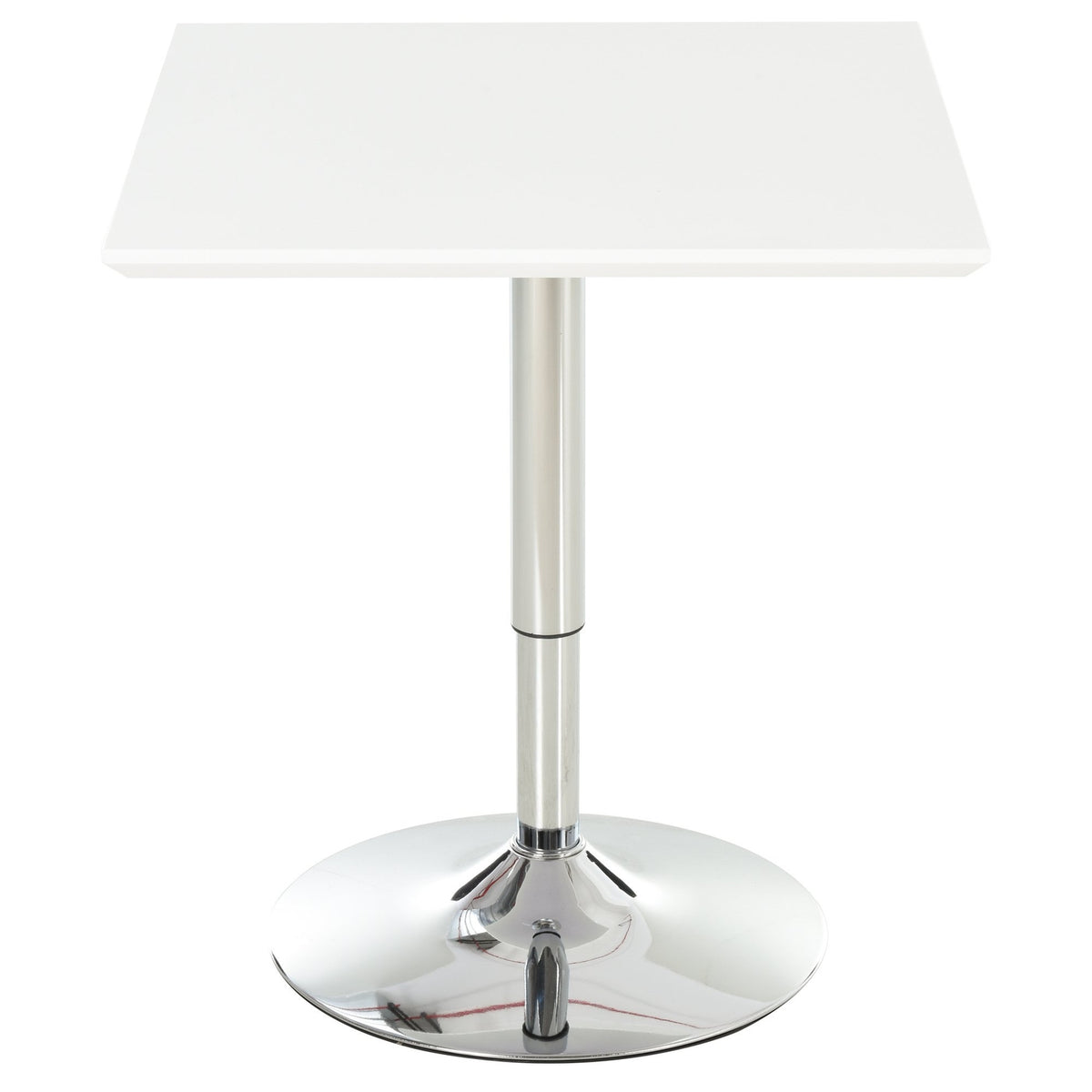 In hoogte verstelbare vierkante stalen bistrotafel, 60x60 cm, wit