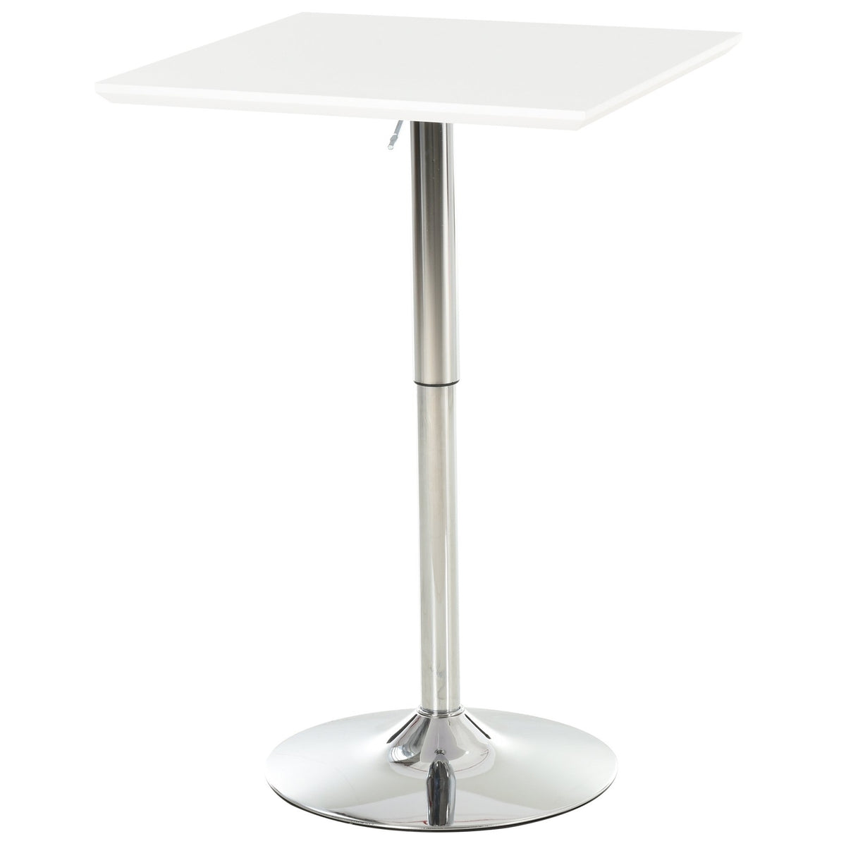 In hoogte verstelbare vierkante stalen bistrotafel, 60x60 cm, wit