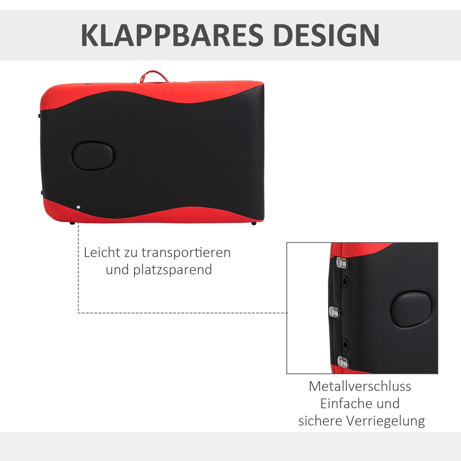 Höhenverstellbare klappbare Massageliege, Aluminium & Schaumstoff, 215 x 60 cm