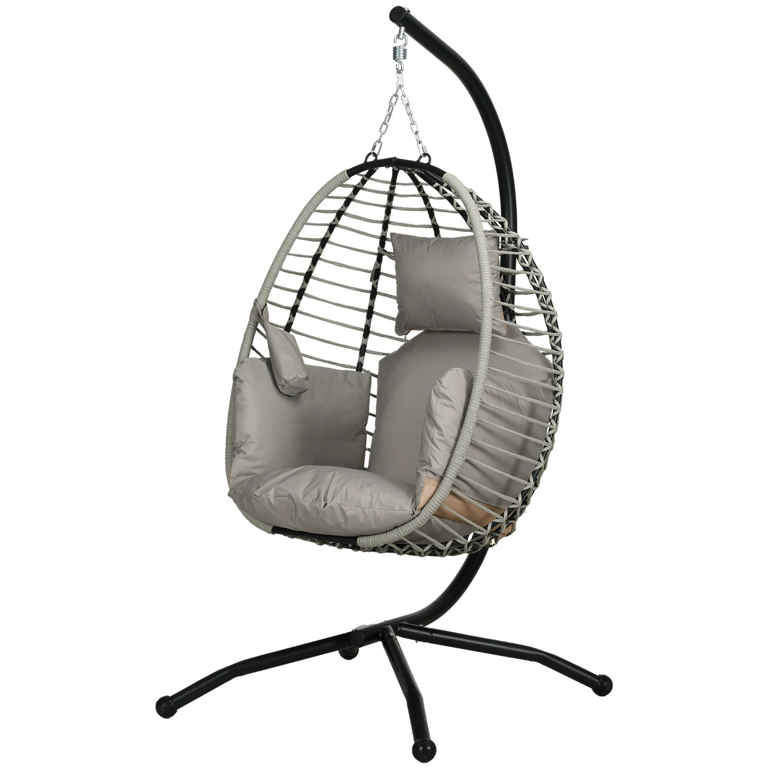 Hangende schommelstoel met kussen – 120 kg capaciteit, staalgrijs