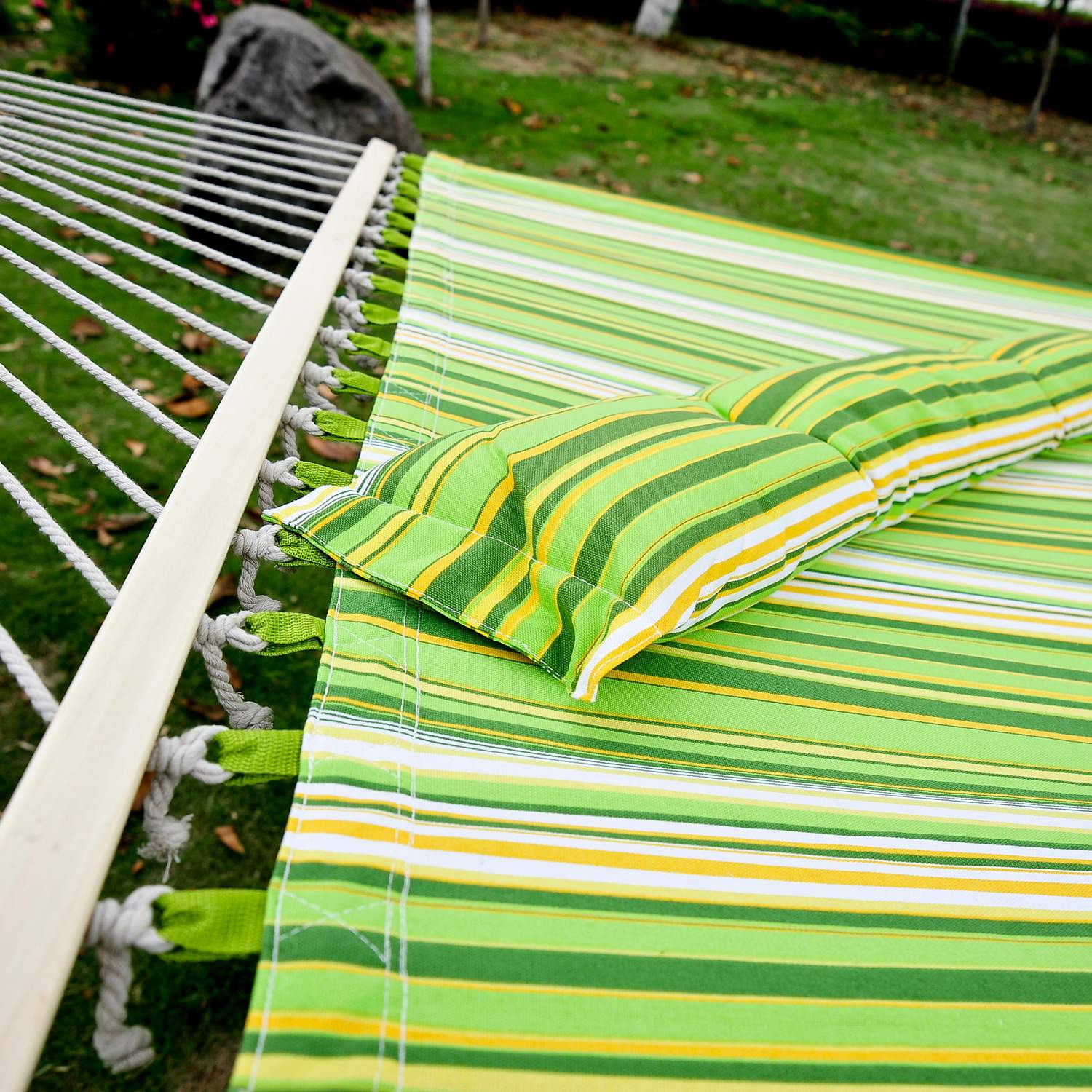 Tweepersoonshangmat met kussen, camping, 188x140 cm, groen