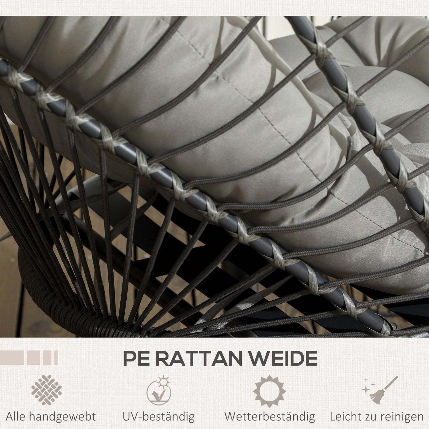 Rotan hangstoel met kussen – voor binnen/buiten