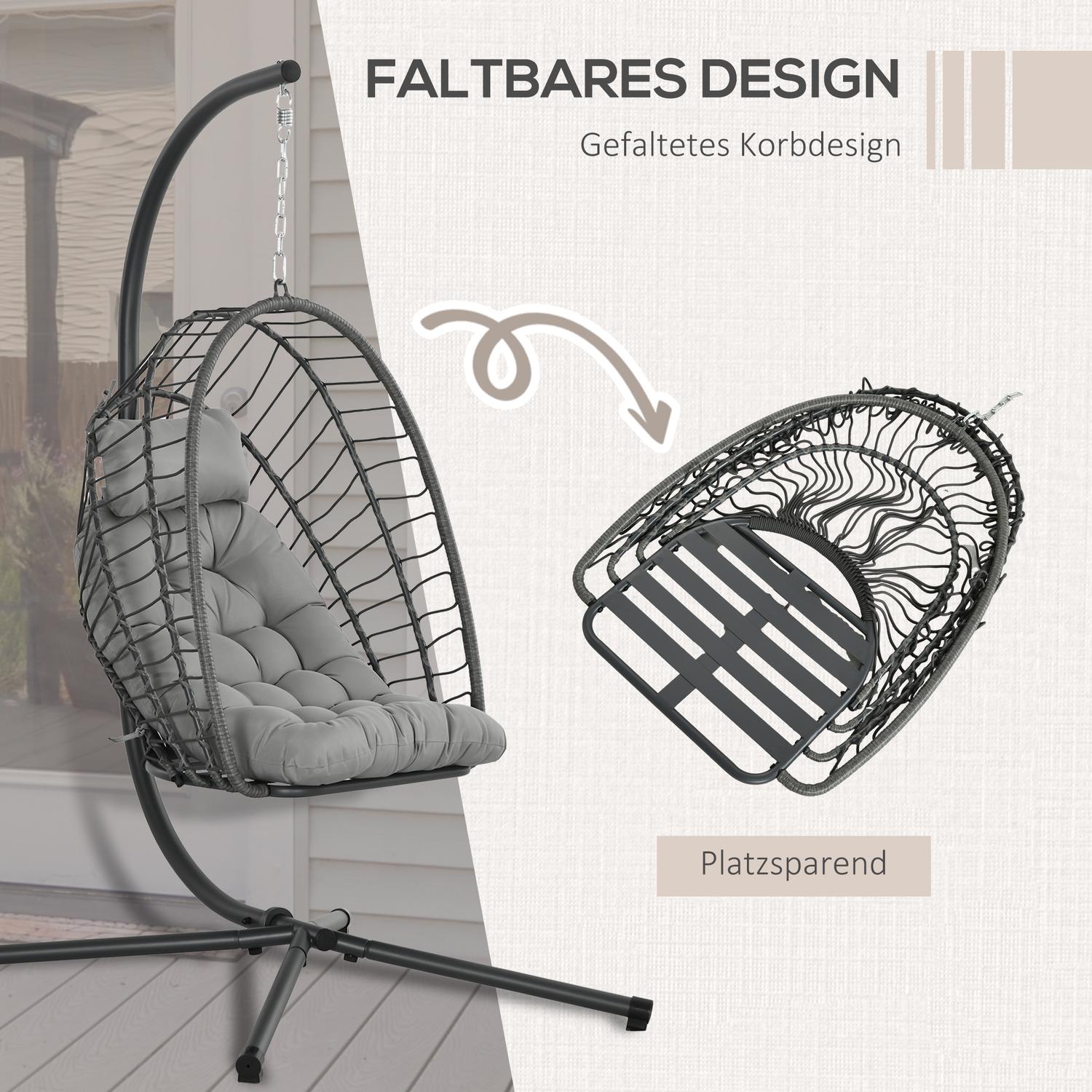 Rotan hangstoel met kussen – voor binnen/buiten
