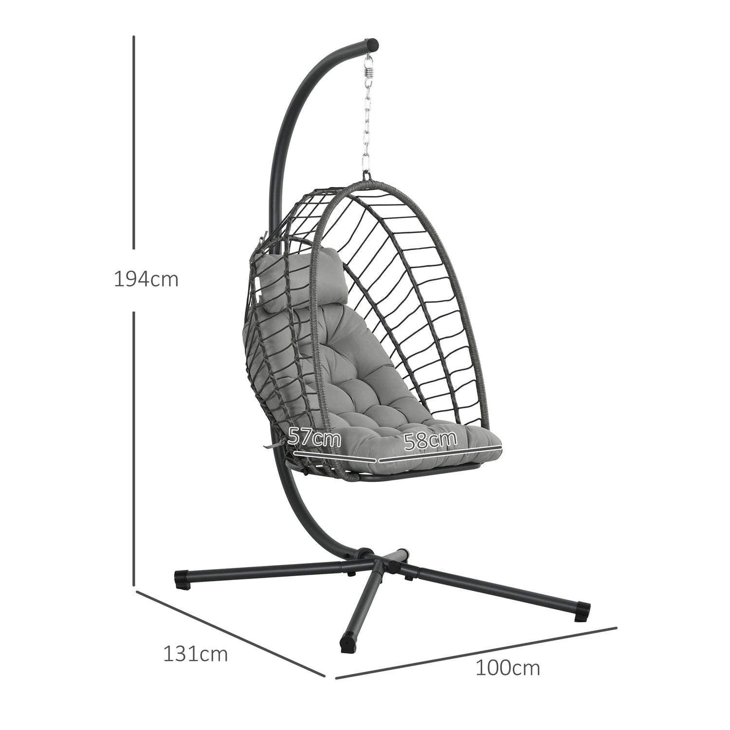 Rotan hangstoel met kussen – voor binnen/buiten