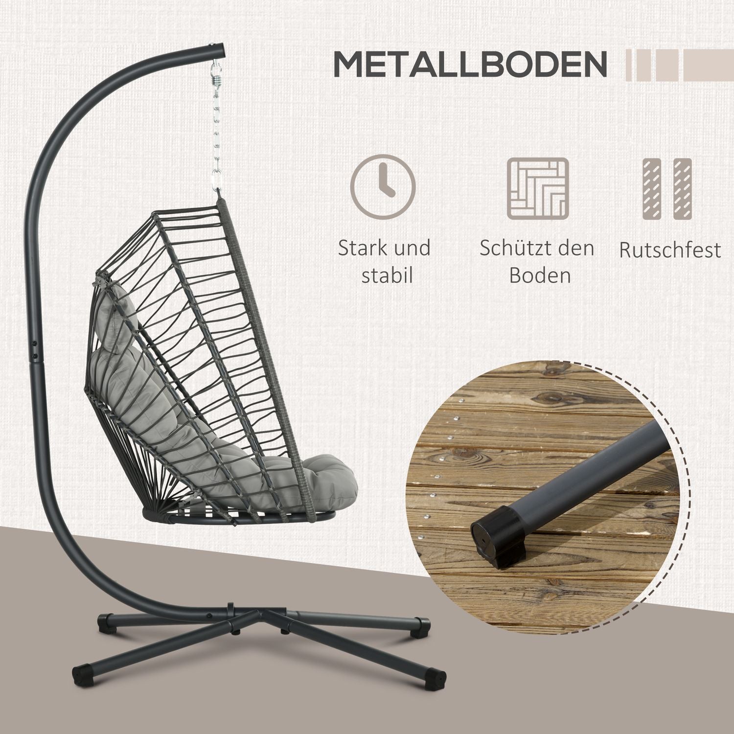 Rotan hangstoel met kussen – voor binnen/buiten
