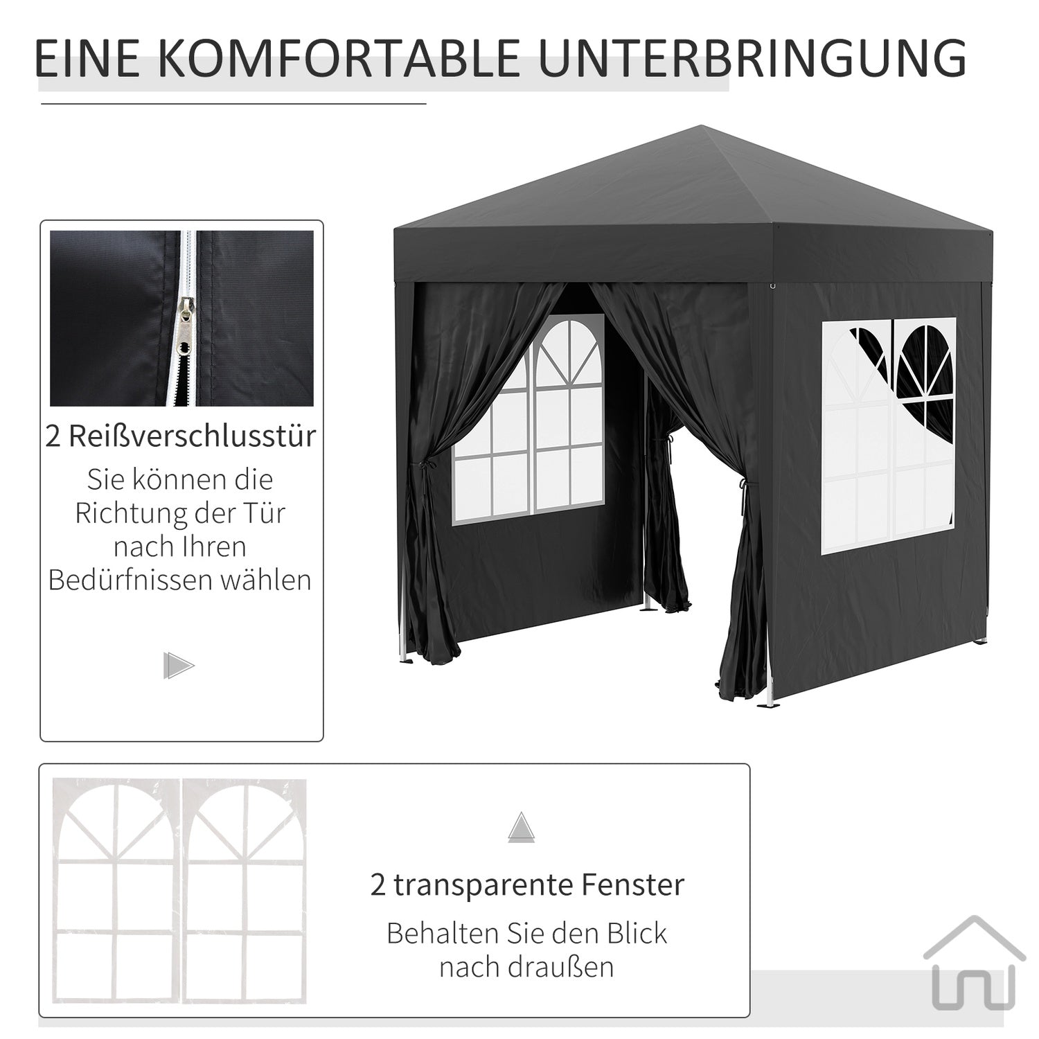 Opvouwbaar 2x2M tuinprieel, UV-beschermd, 4 zijwanden