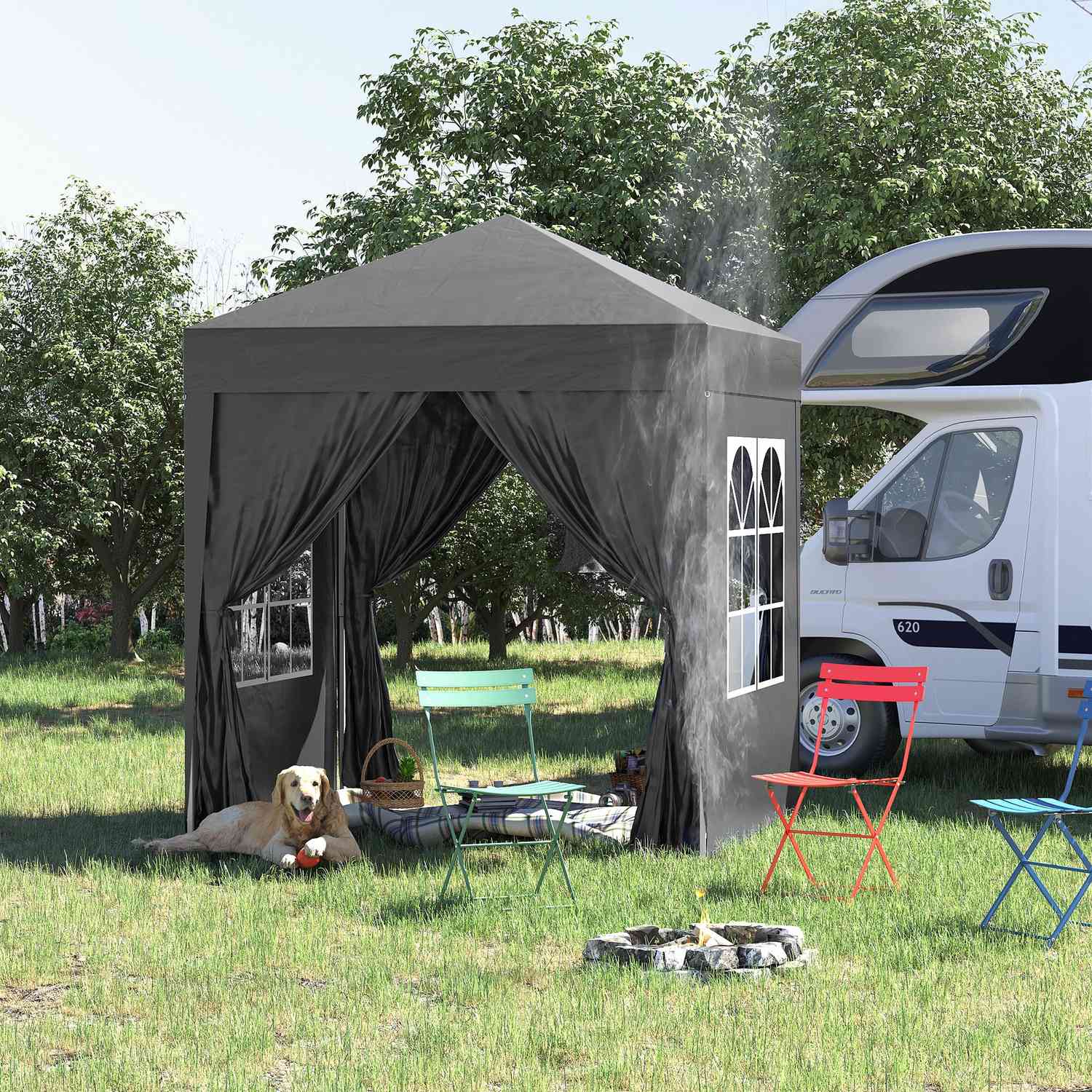 Opvouwbaar 2x2M tuinprieel, UV-beschermd, 4 zijwanden