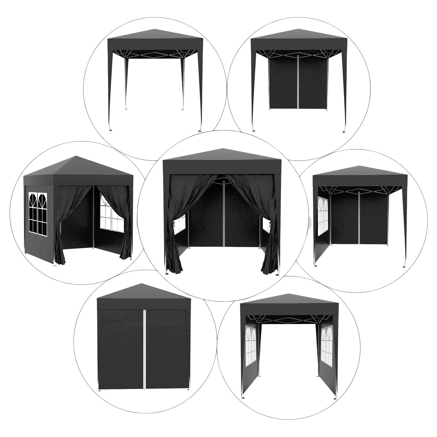 Opvouwbaar 2x2M tuinprieel, UV-beschermd, 4 zijwanden