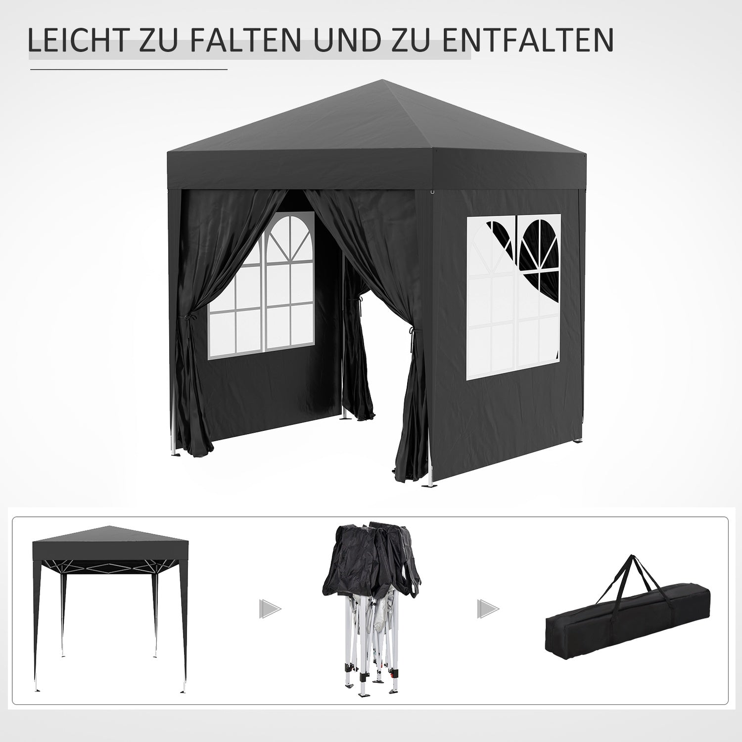 Opvouwbaar 2x2M tuinprieel, UV-beschermd, 4 zijwanden