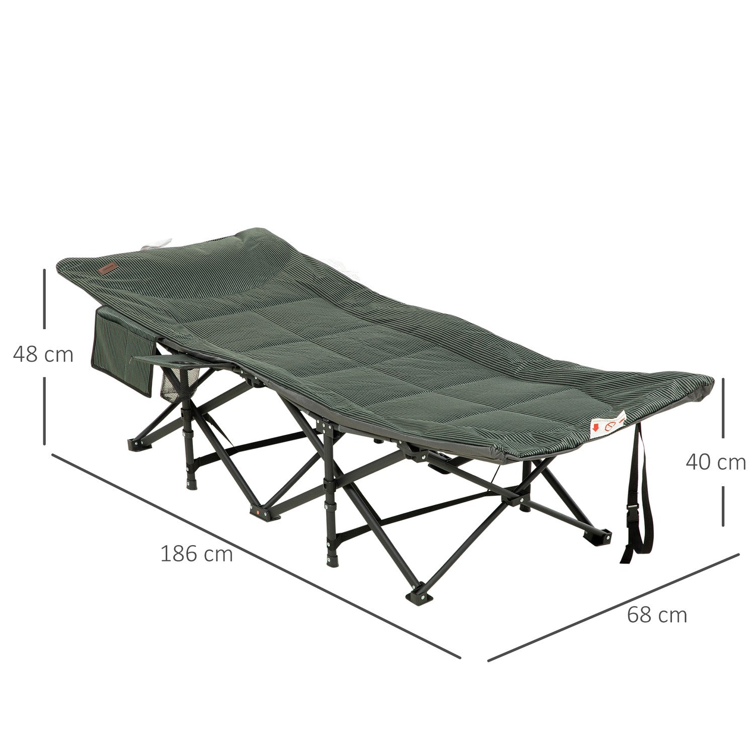 Opvouwbaar campingbed met tas, grijs, draagvermogen 120 kg