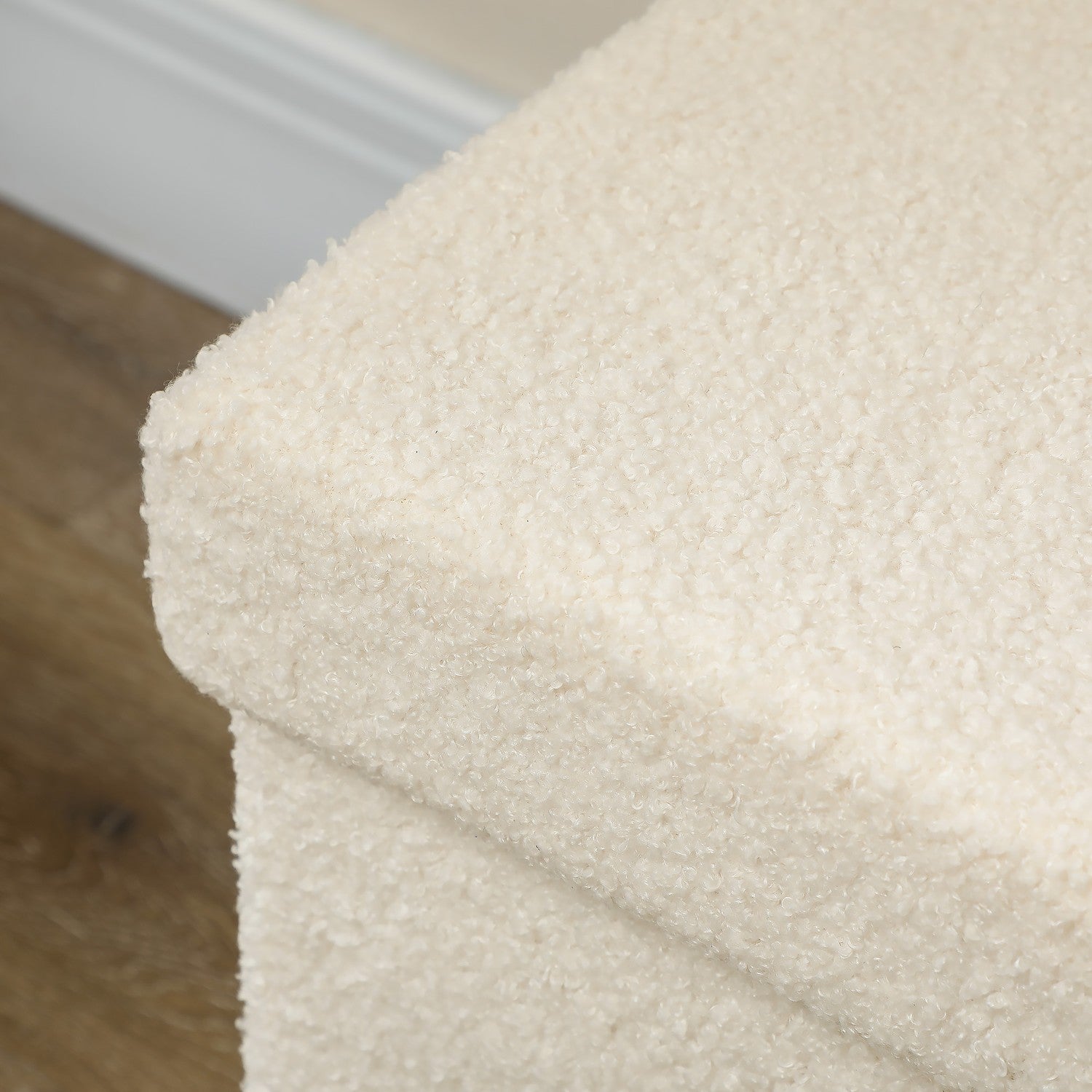 Banc de rangement pliant aspect velours – crème, 76x38x38 cm