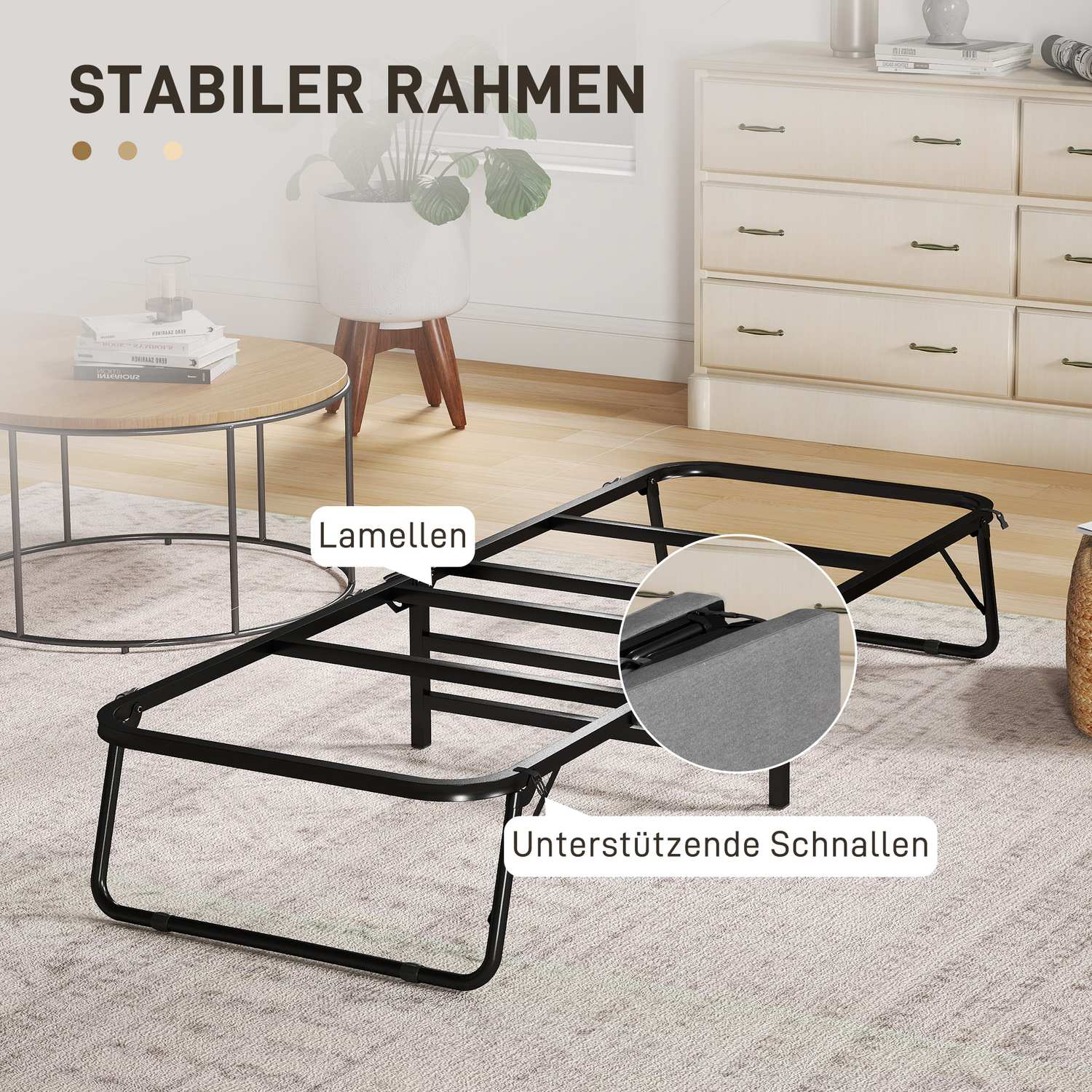 Opvouwbaar logeerbed met schuimmatras, metalen frame, donkergrijs