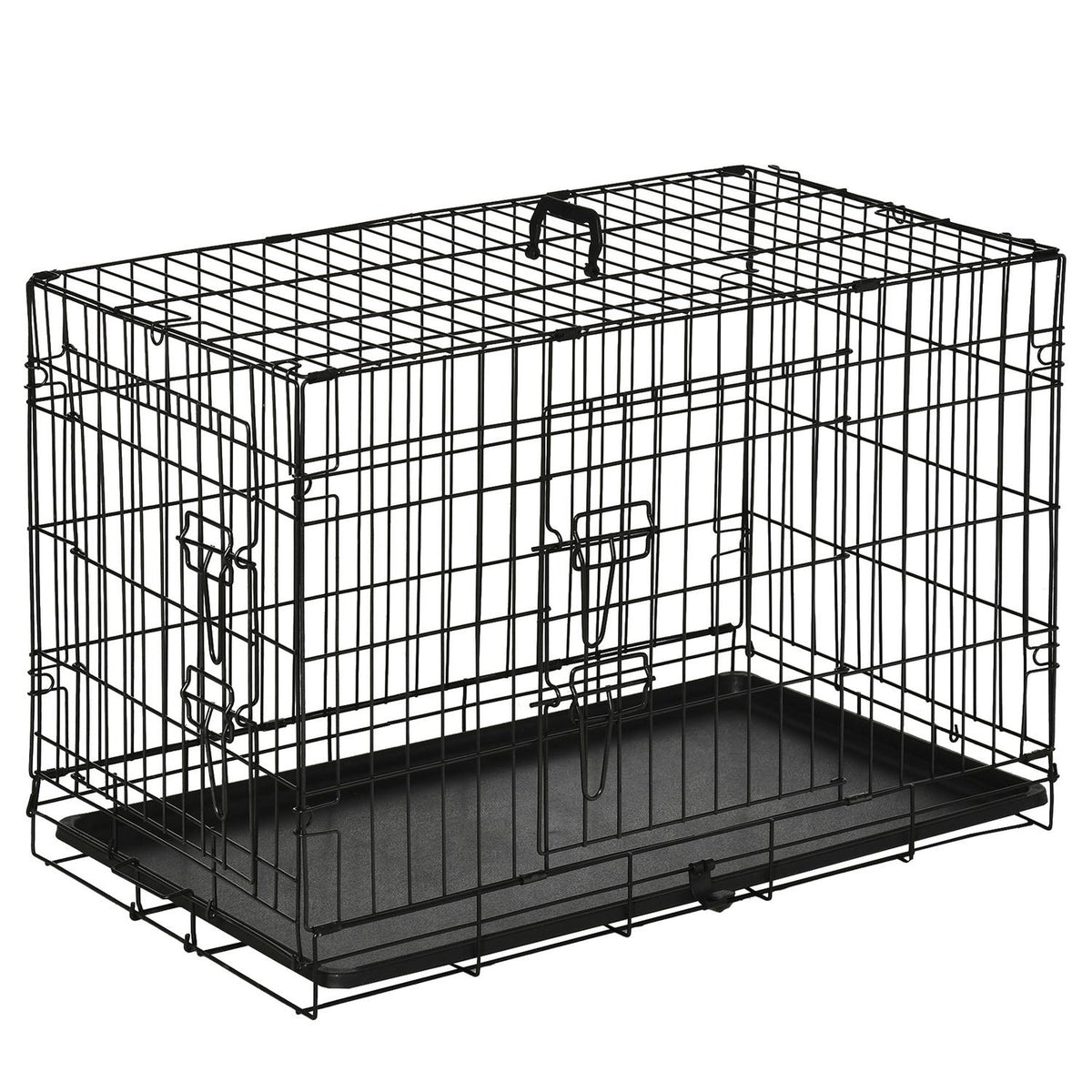 Opvouwbare hondenbench van zwart metaal – 76 x 46 x 52 cm