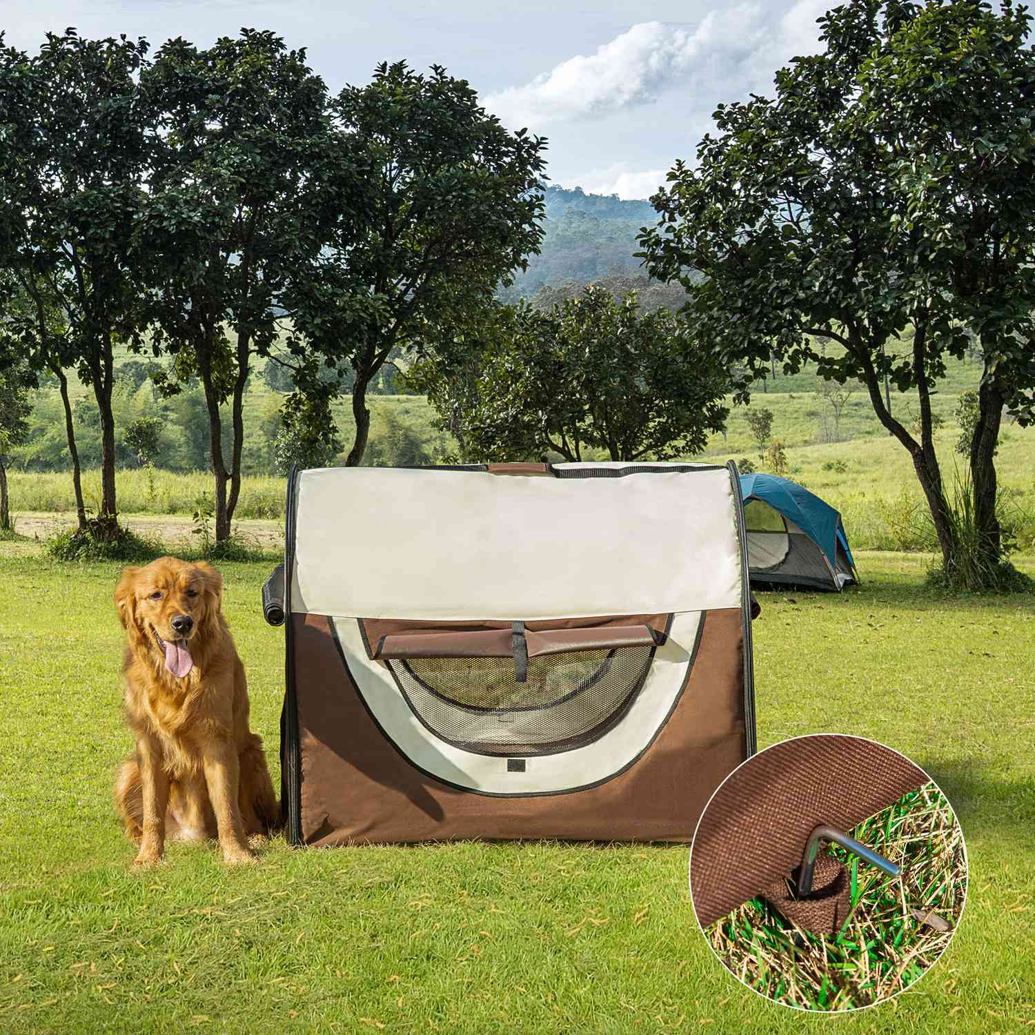 Opvouwbare hondenbench, waterdicht met kussen, 97x71x76 cm